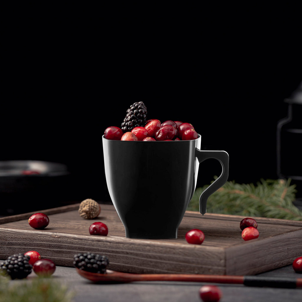 Black Square Plastic Coffee Mugs (8 oz. )