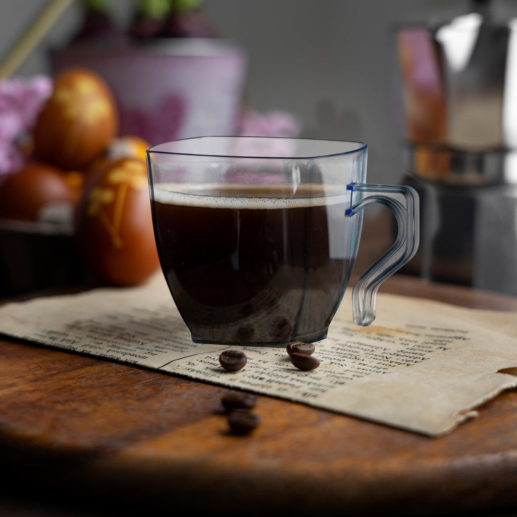 Clear Square Plastic Coffee Mugs (8 oz. )