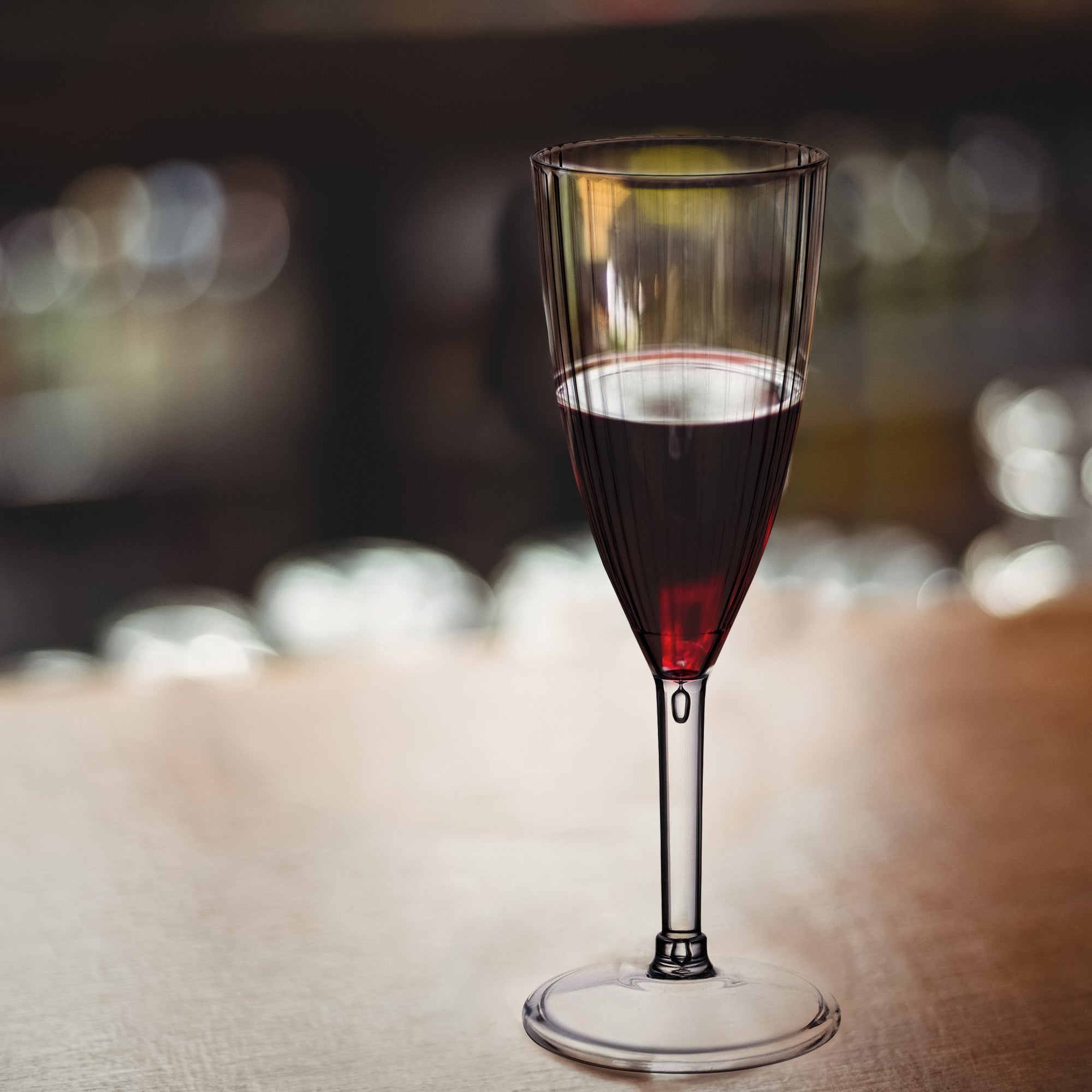 Clear Stripe Round Disposable Plastic Champagne Flutes (8 oz. )