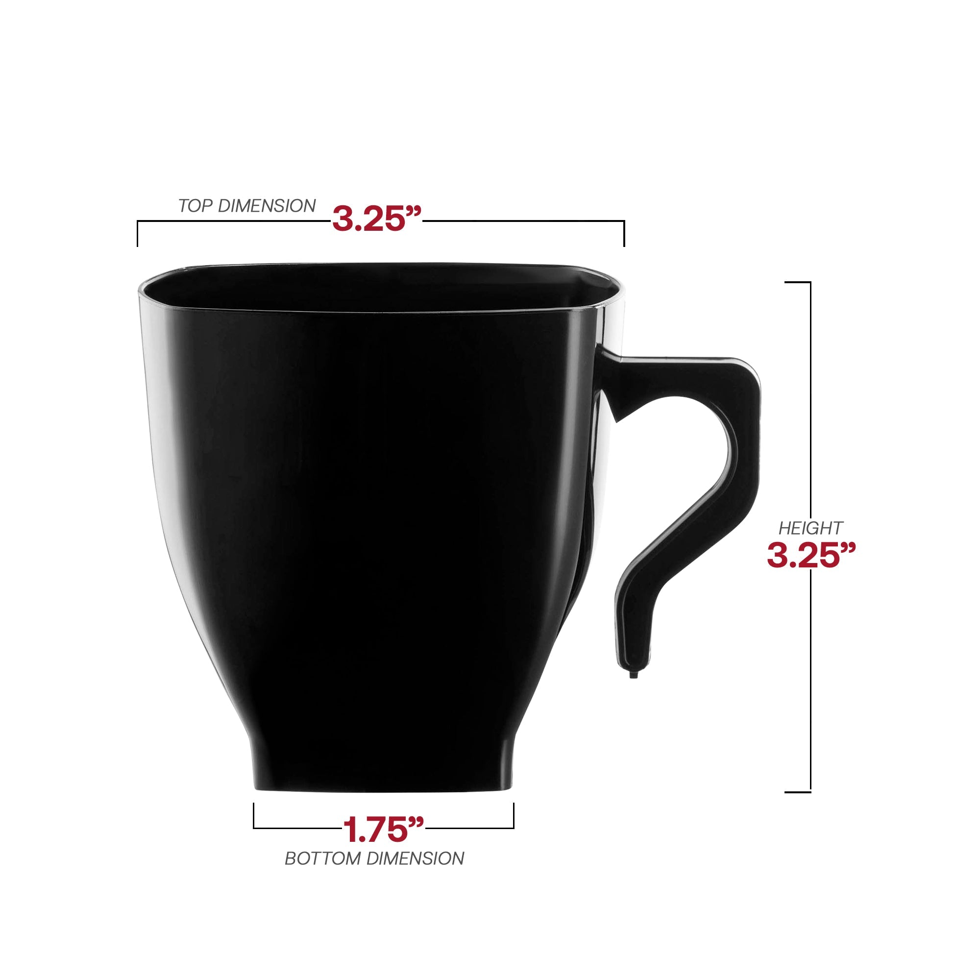 Black Square Plastic Coffee Mugs (8 oz. )