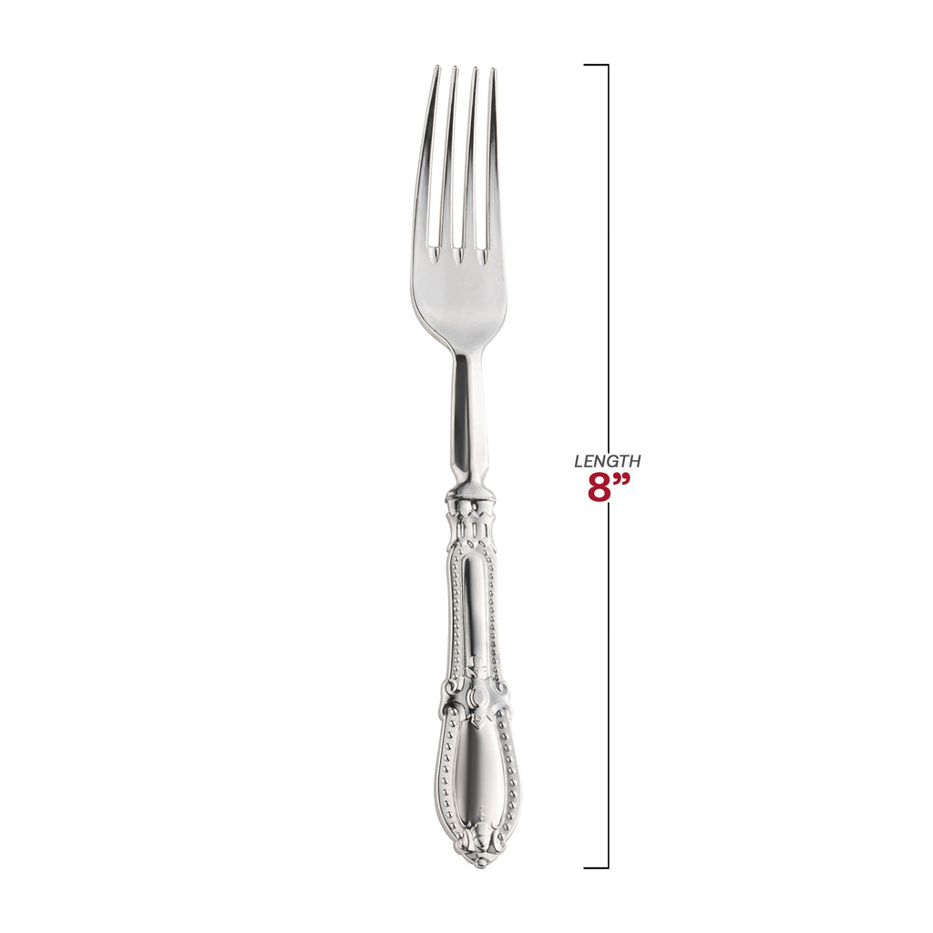 Silver Baroque Disposable Plastic Dinner Forks