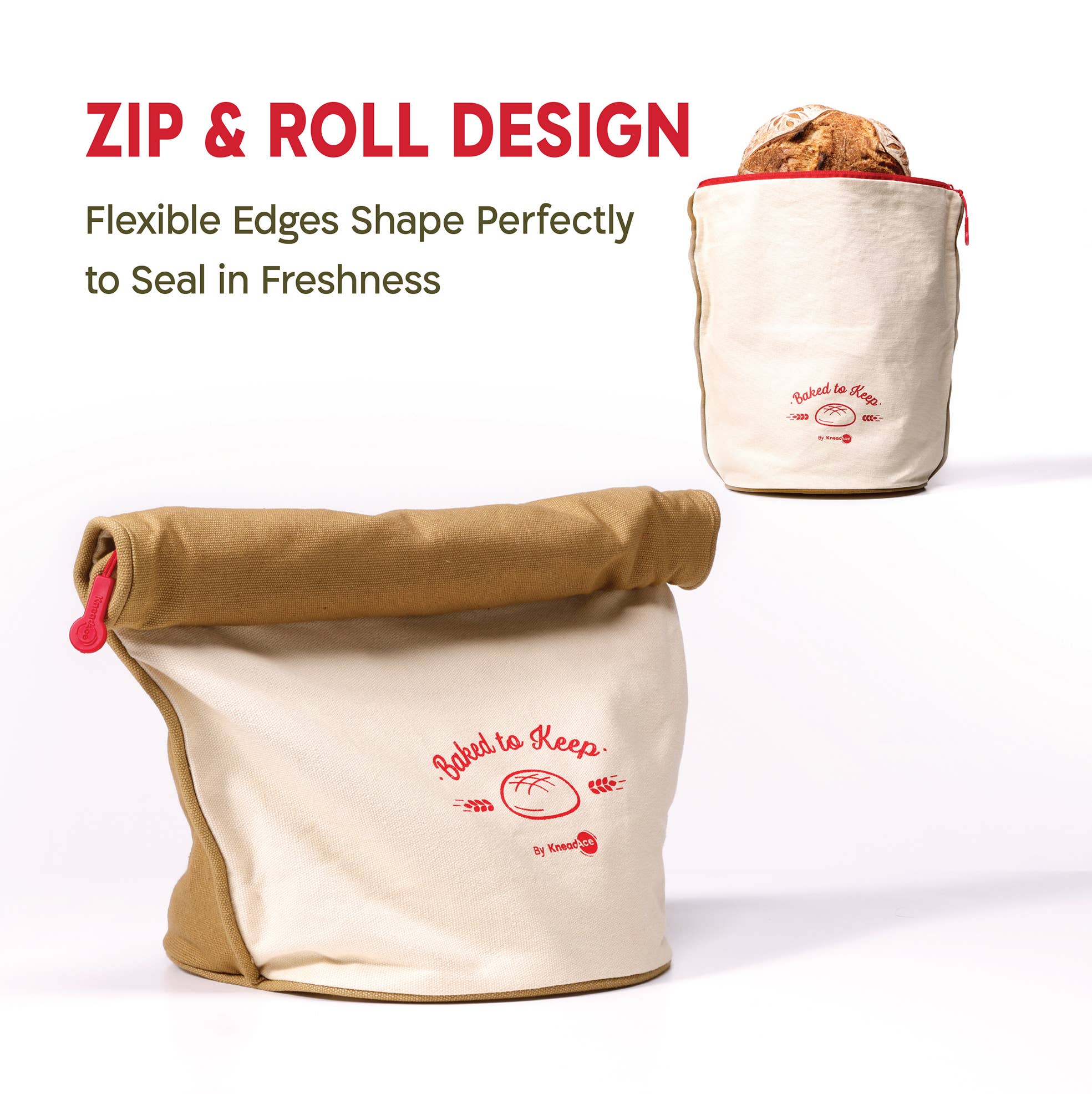 KneadAce Bread Bag: Beige / Off-White