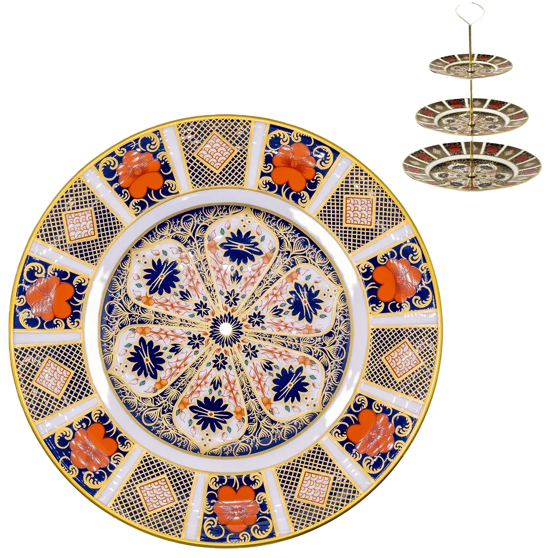 Royal Crown Derby Imari 1128 Cake Stand - 8" Drilled Salad Plate Replacement