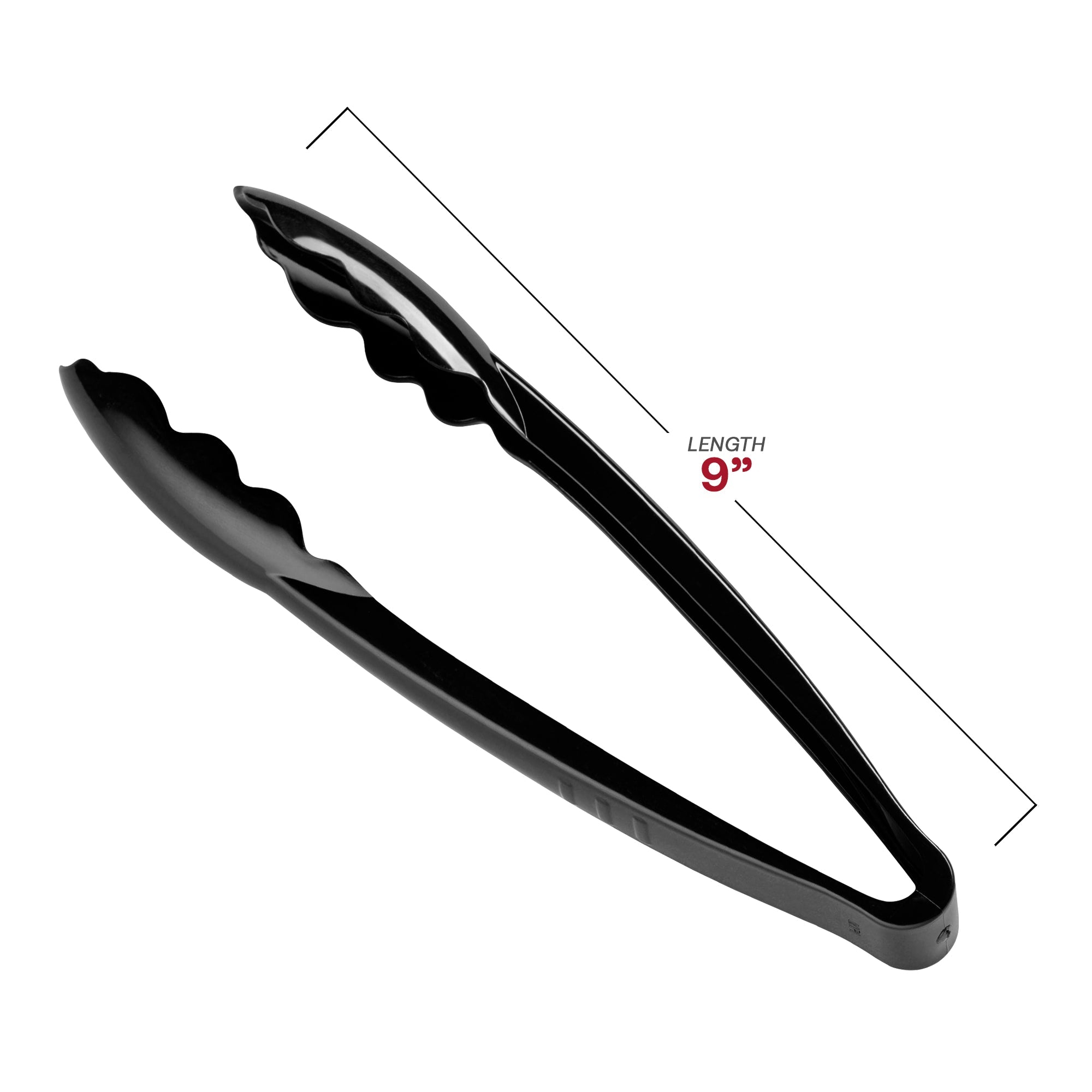 9" Black Disposable Plastic Serving Tongs