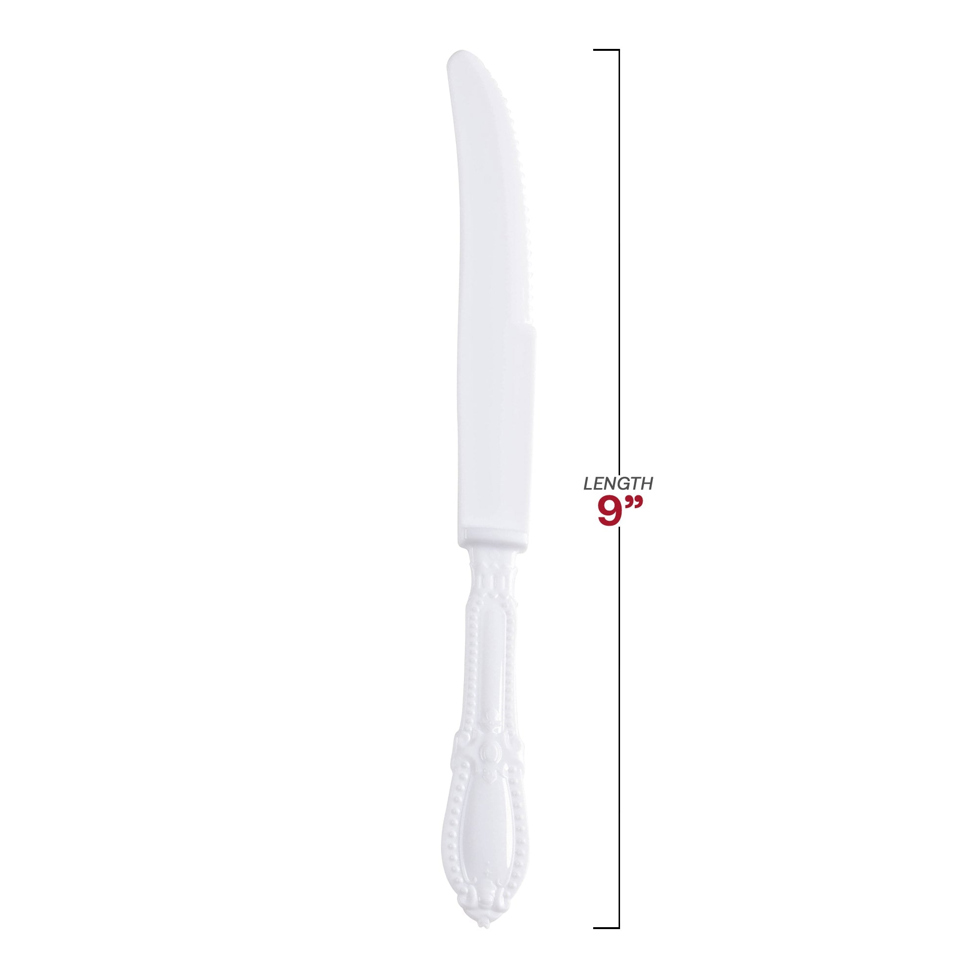 White Baroque Disposable Plastic Dinner Knives