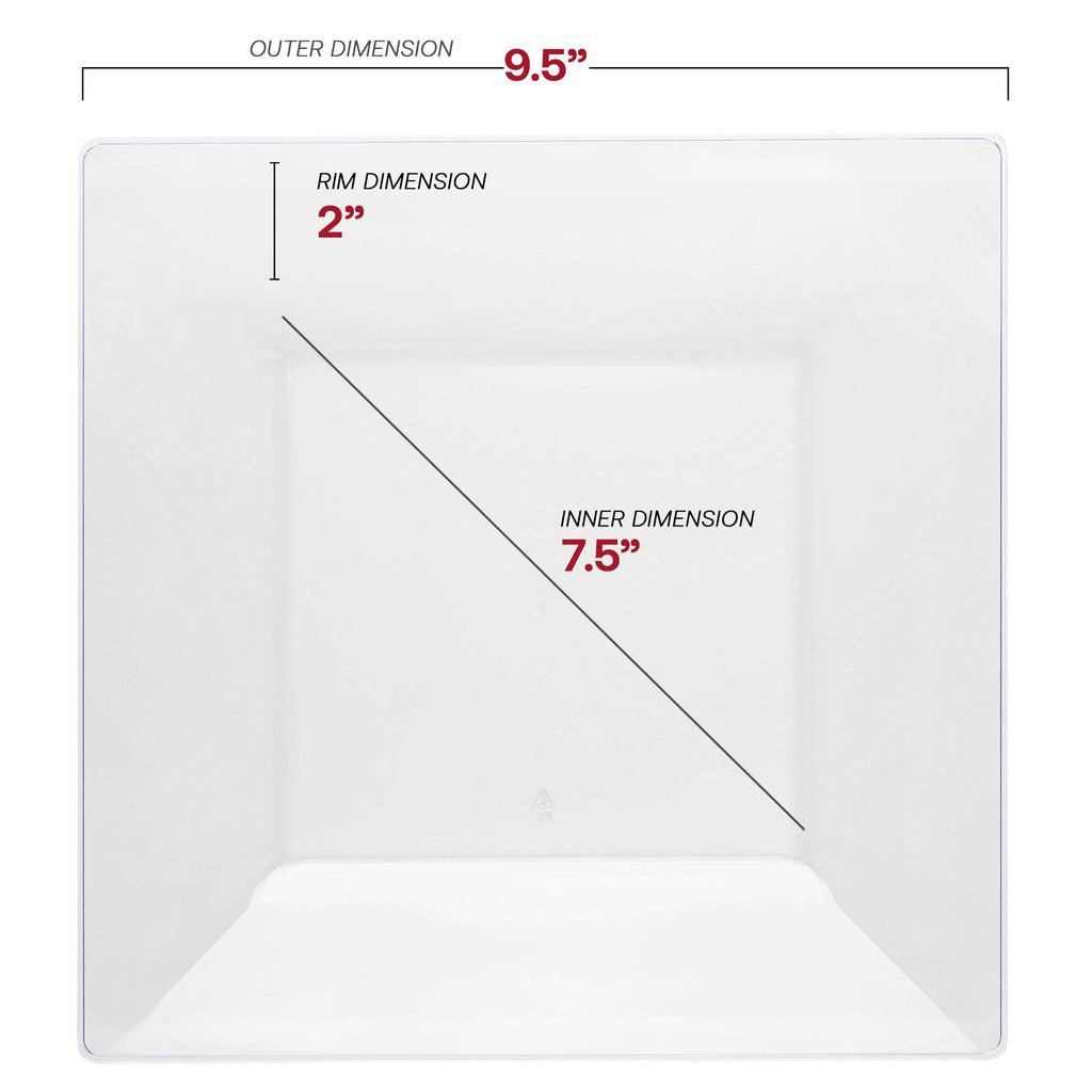 Clear Square Plastic Dinner Plates (9.5")