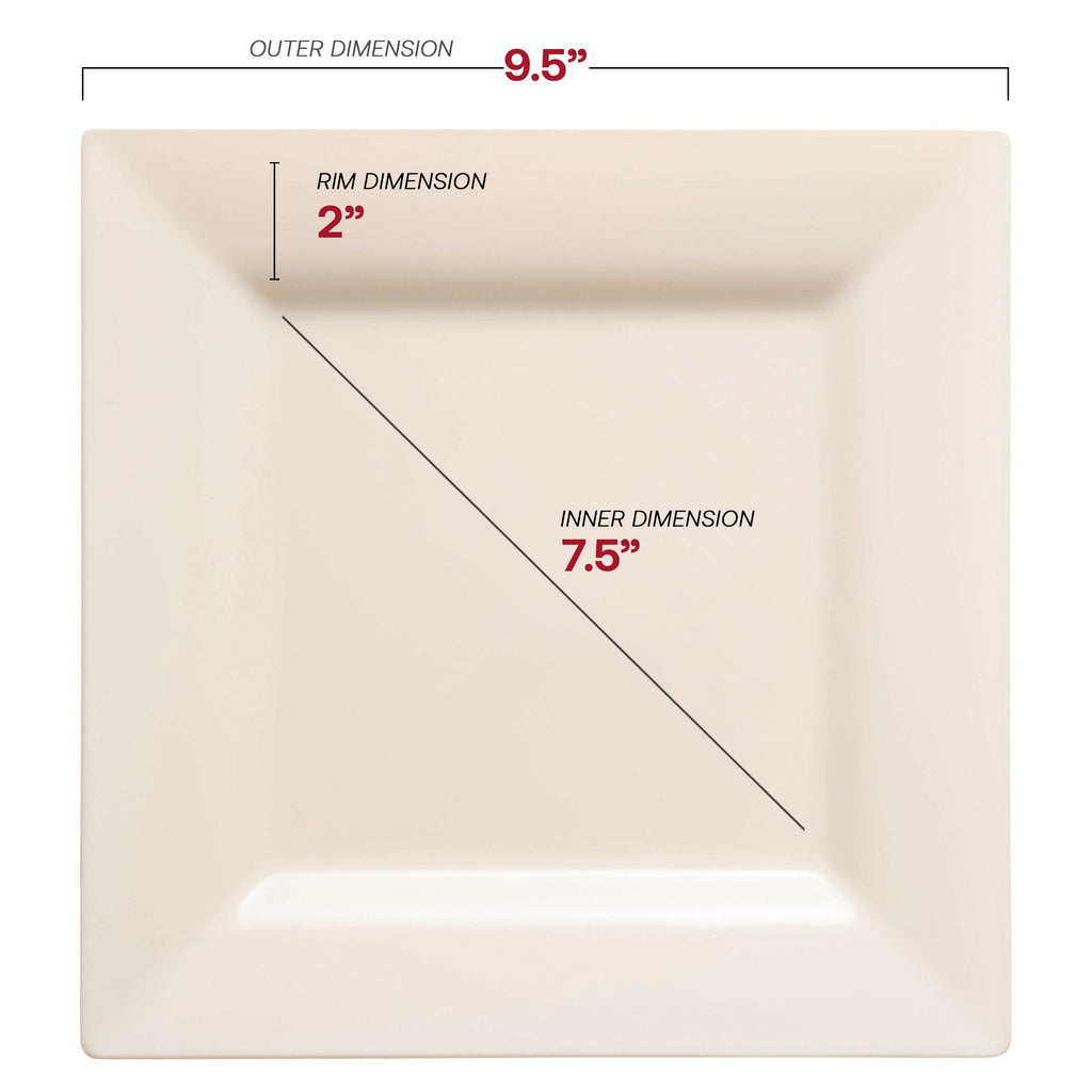 Ivory Square Plastic Dinner Plates (9.5")