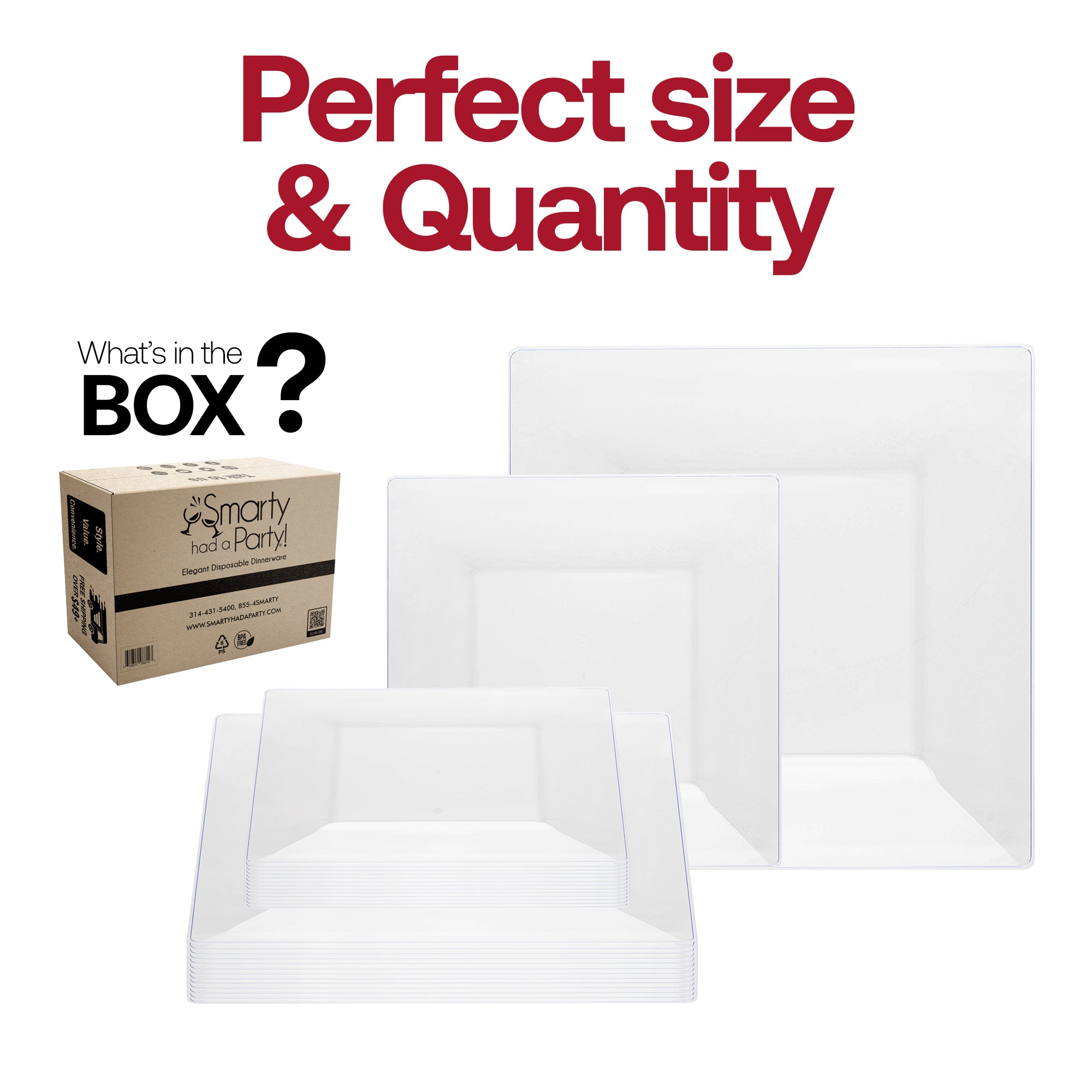 Clear Square Plastic Dinnerware Value Set