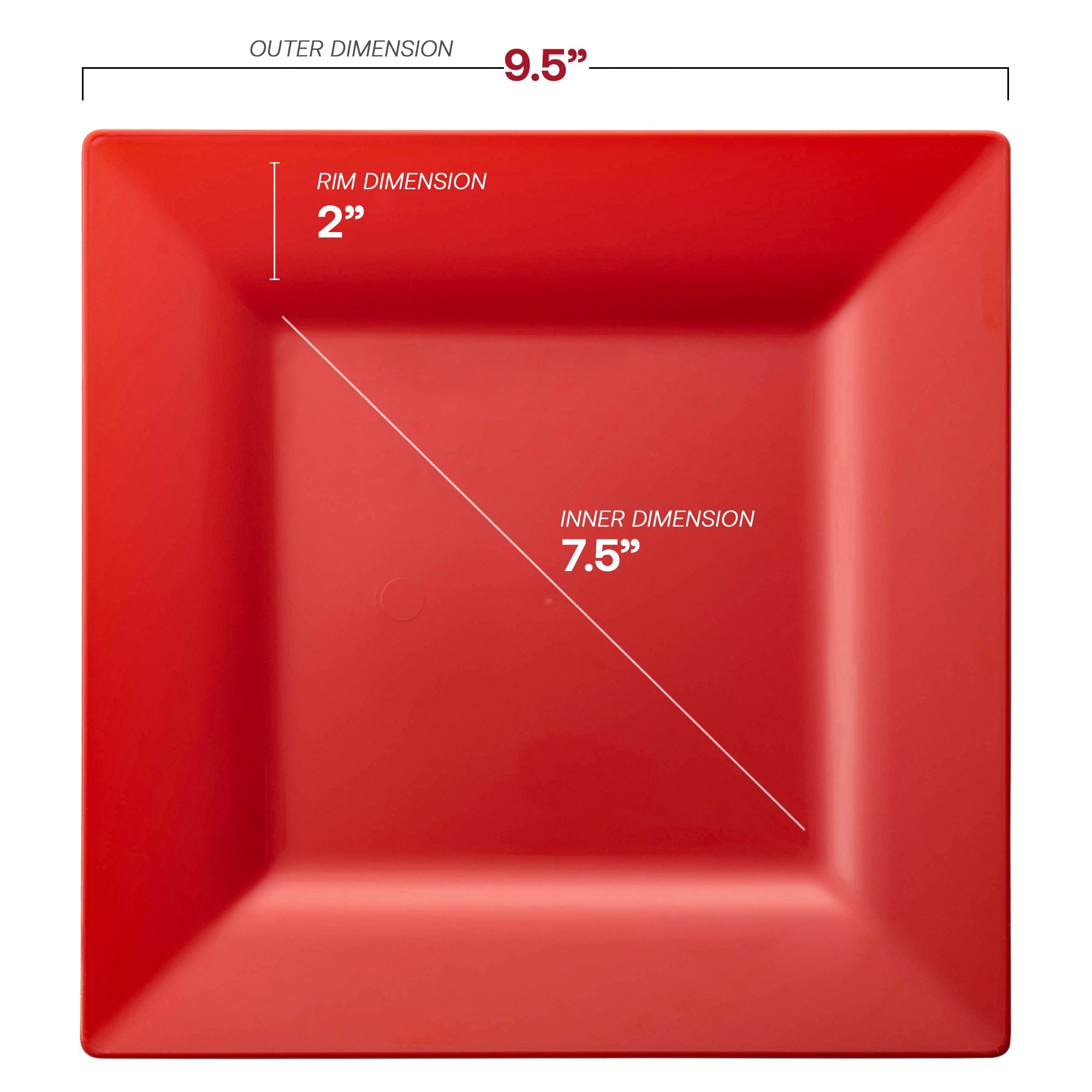 Red Square Plastic Dinner Plates (9.5")