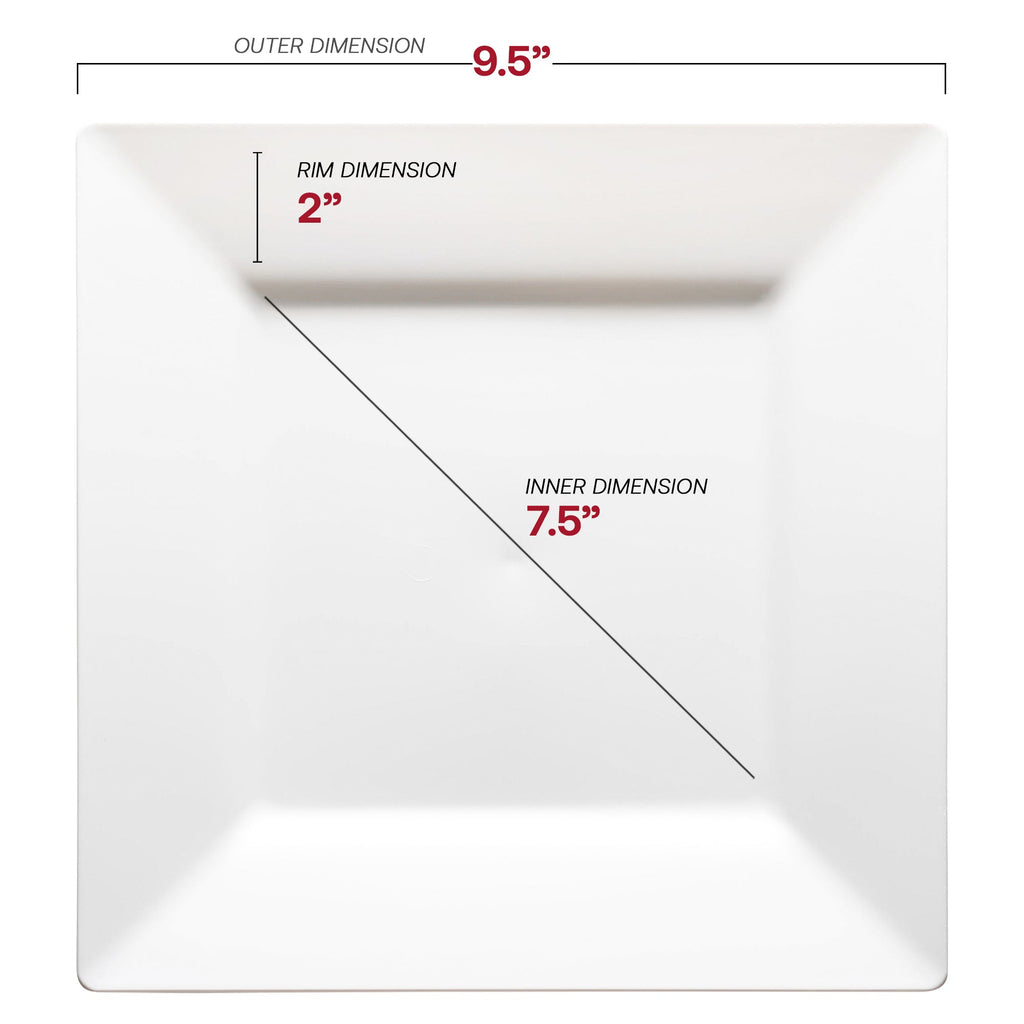 White Square Plastic Dinner Plates (9.5")