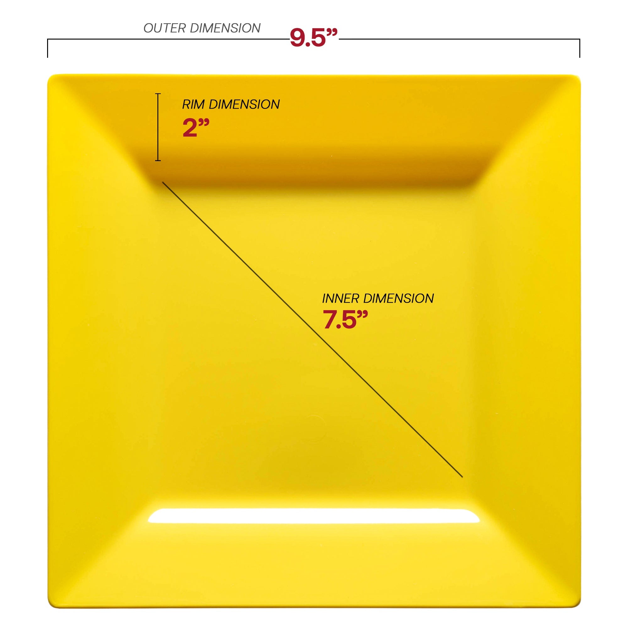 Yellow Square Plastic Dinner Plates (9.5")