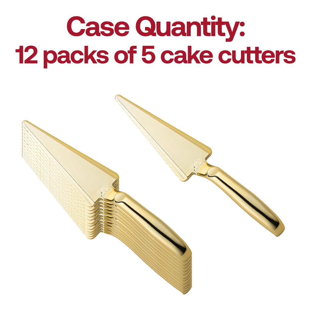 Shiny Gold Disposable Plastic Cake Cutters/Lifters