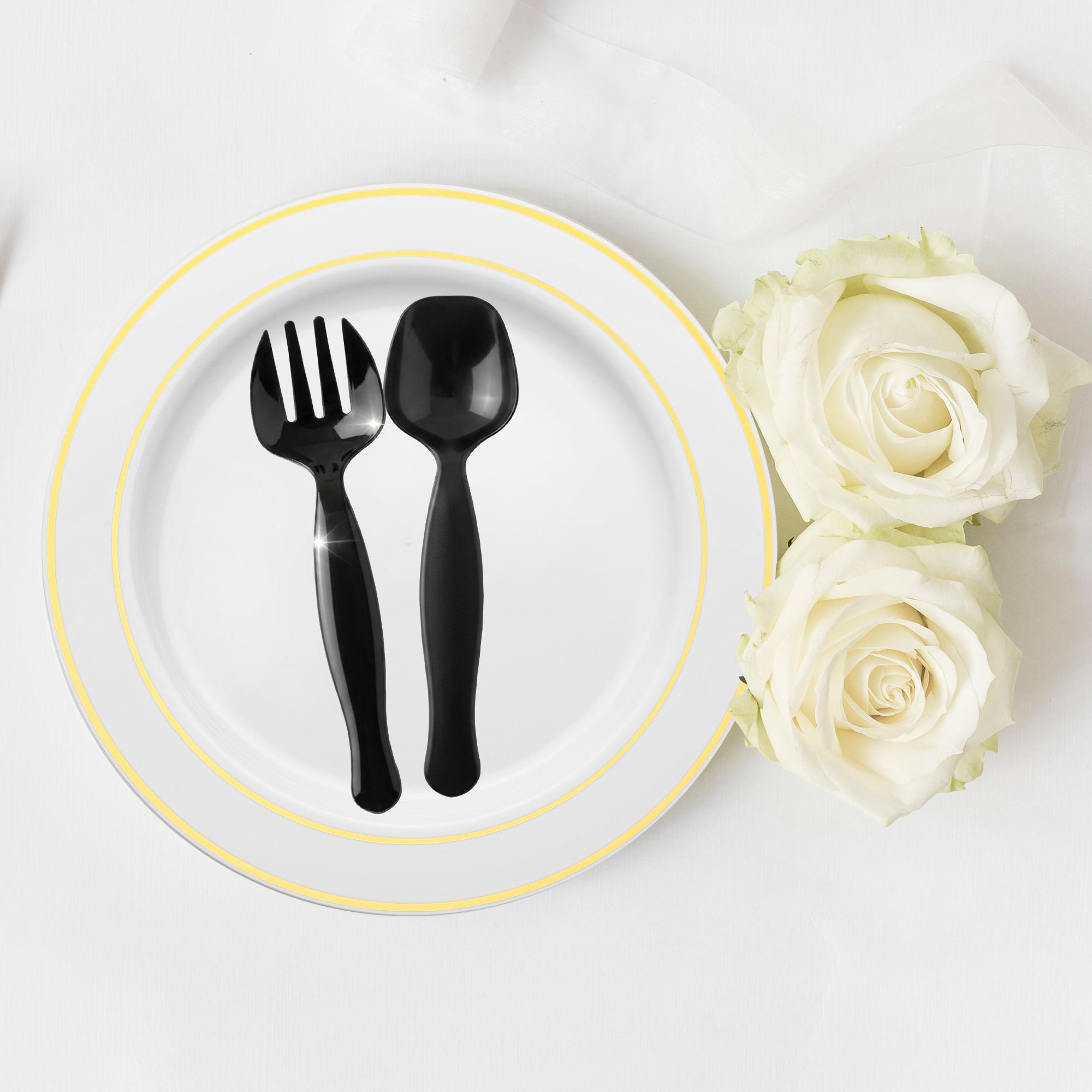Black Disposable Plastic Serving Flatware Set