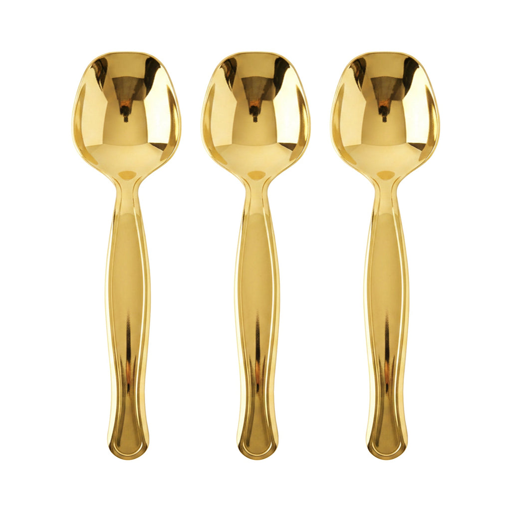 Gold Disposable Plastic Serving Spoons