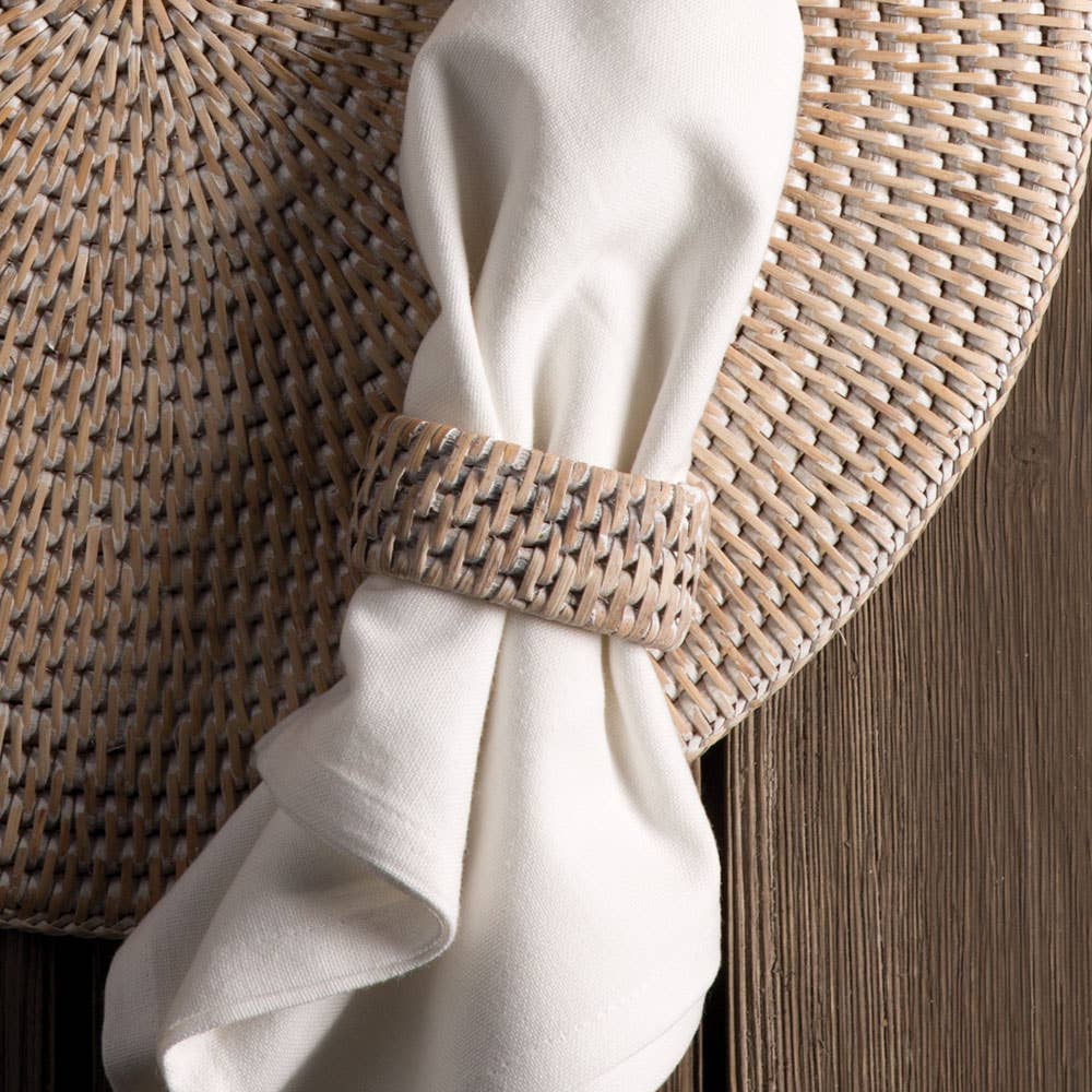 Burma Rattan Napkin Ring White