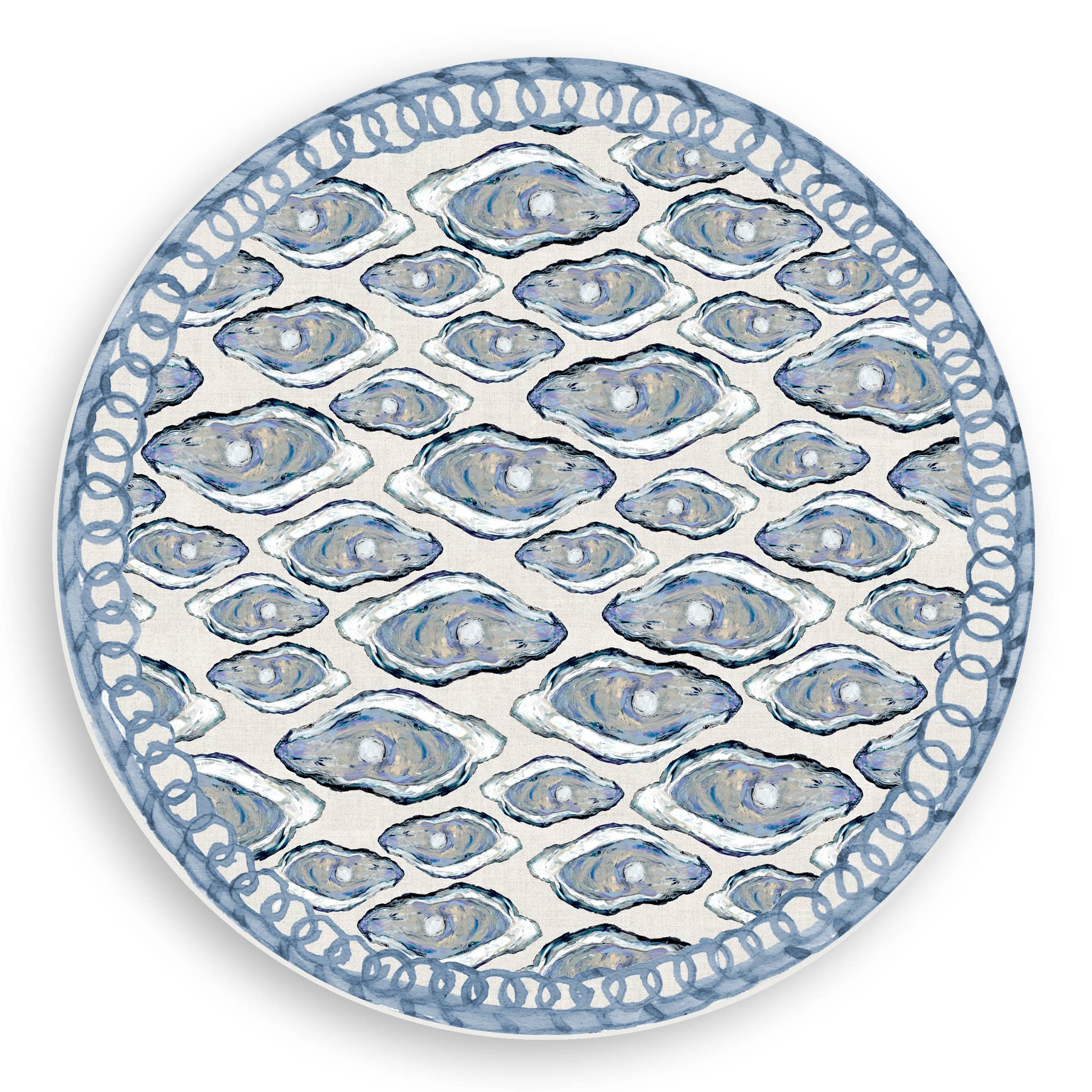 Blue Oysters Vinyl Placemat - Round