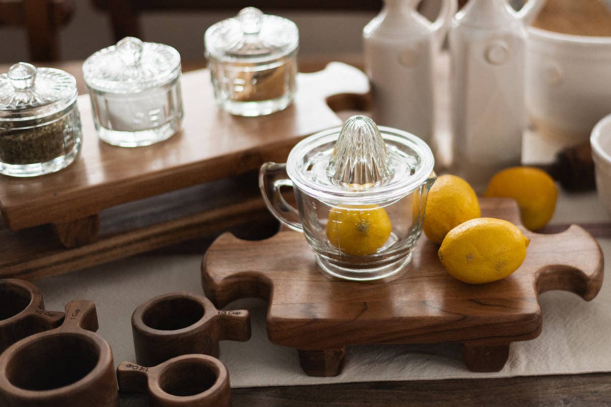 Bistro Glass Citrus Hand Press Juicer with Measuring Cup