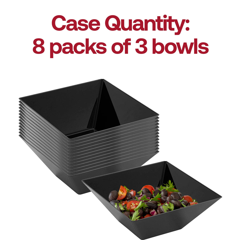 Black Square Plastic Serving Bowls (3 qt.)