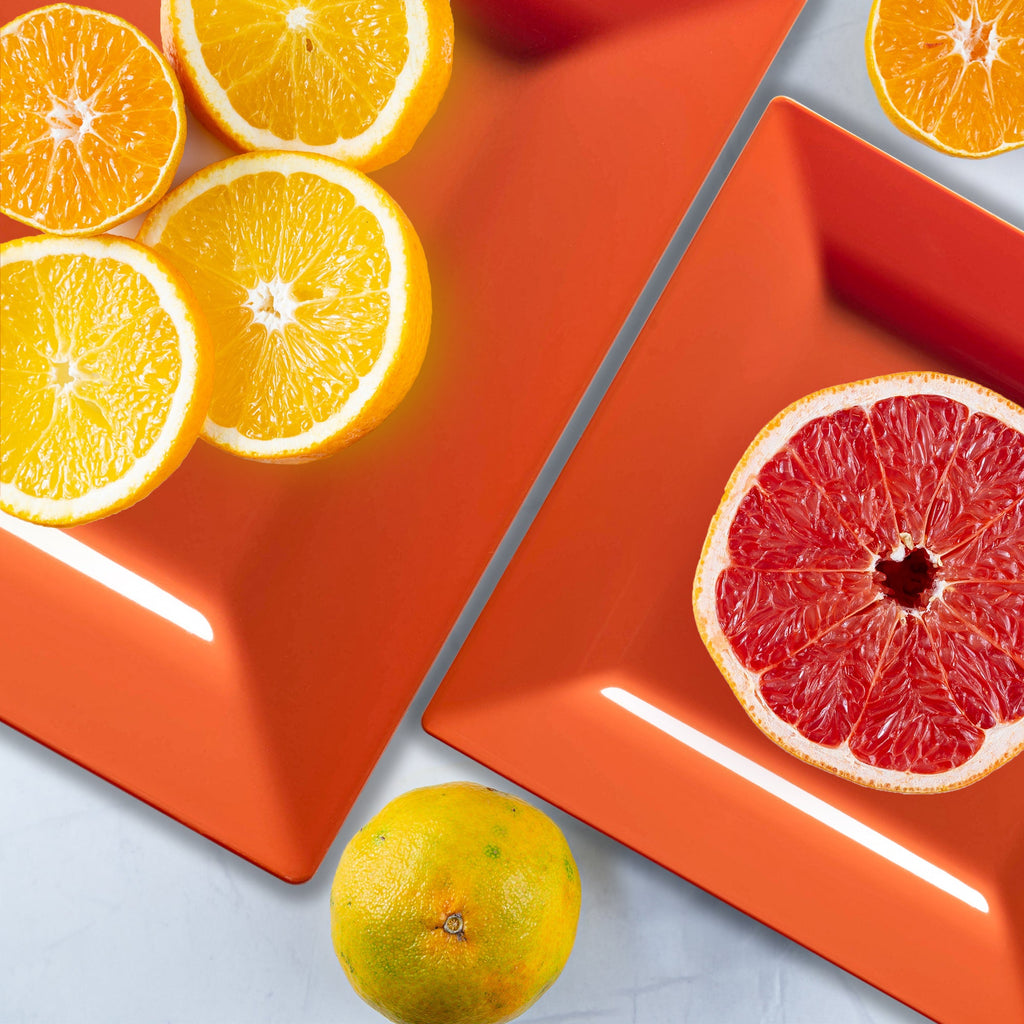 Burnt Orange Square Plastic Dinner Plates (9.5")