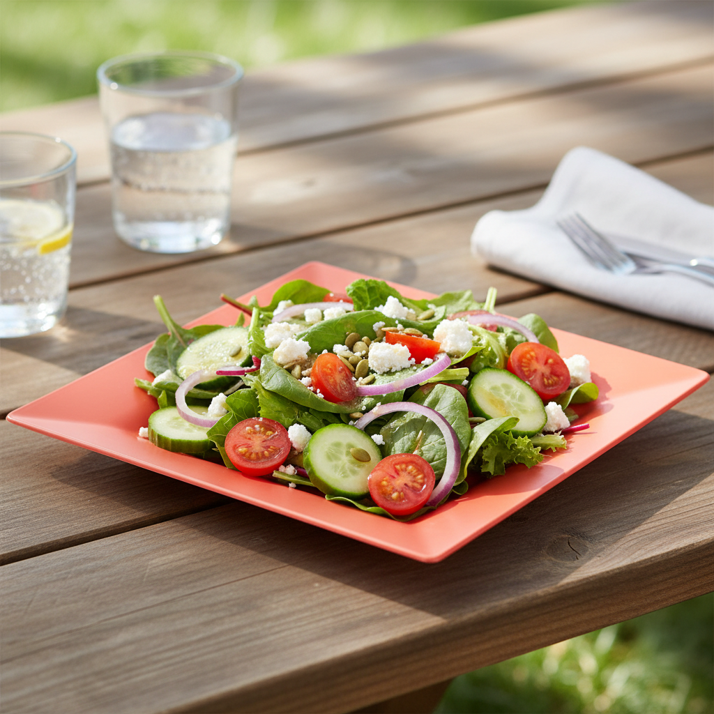 Tropical Coral Square Plastic Cake Plates (6.5")