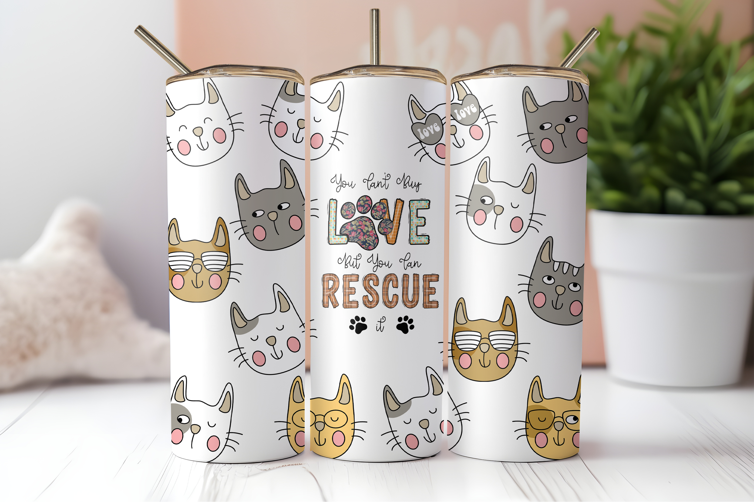 Assorted Ready to Press Sublimation Tumbler Prints (12 Pack) - Feline Friends