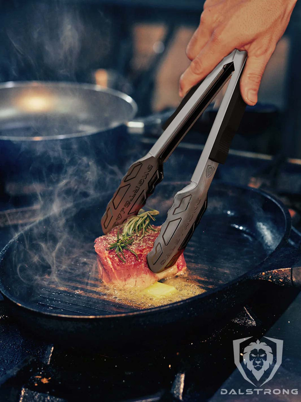Food Tongs 9" | Stainless Steel Arms & Scalloped Tips | Dalstrong ©