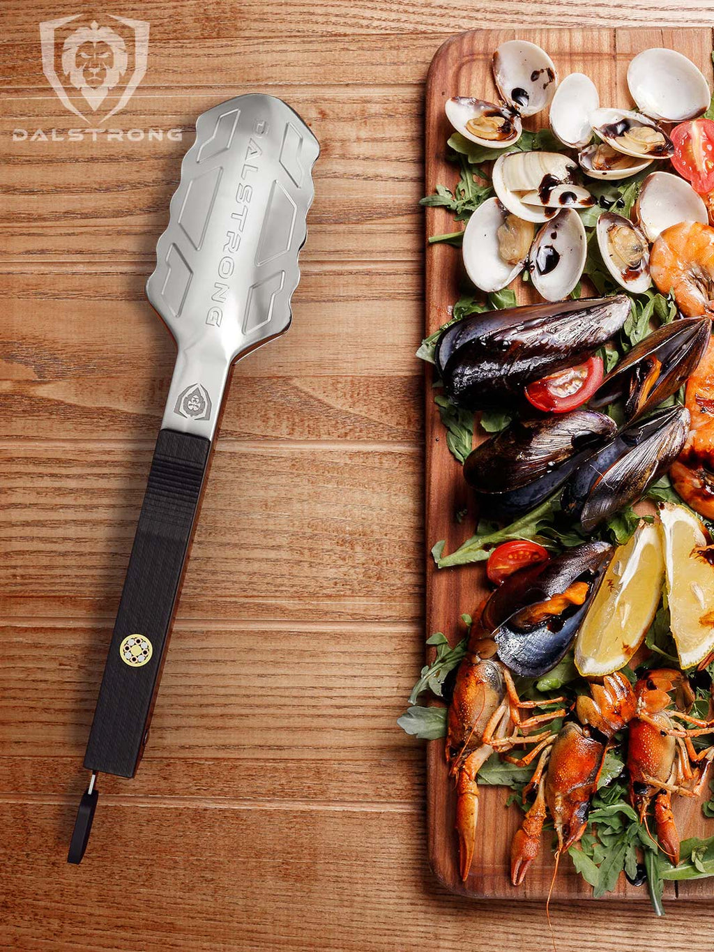 Food Tongs 9" | Stainless Steel Arms & Scalloped Tips | Dalstrong ©