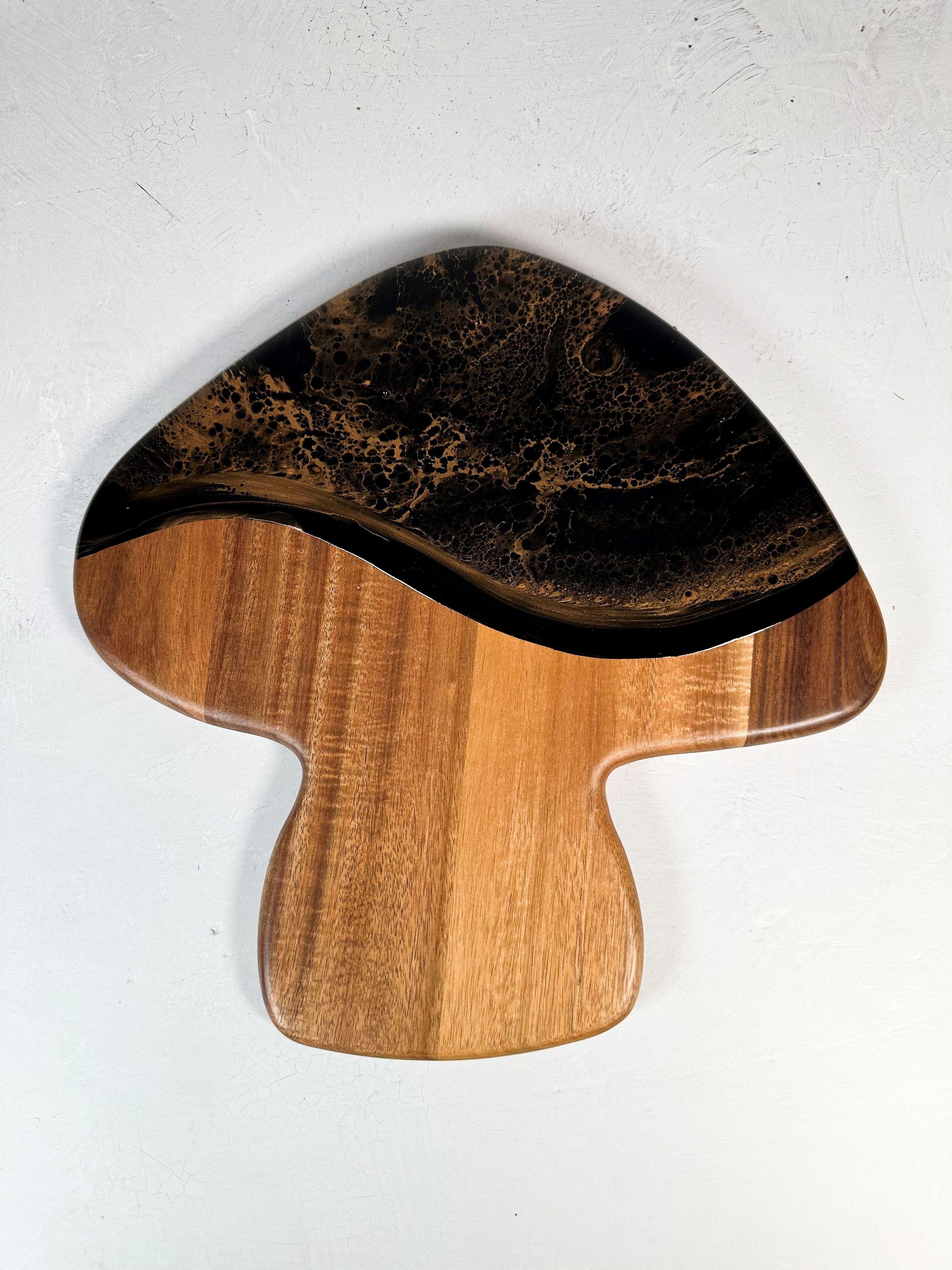 NEW!!! Mushroom Shaped Acacia Cheese Board and Ceramic Tray
