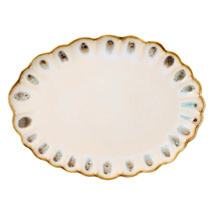 Amoria Oval Serving Platter - Almond/Sage