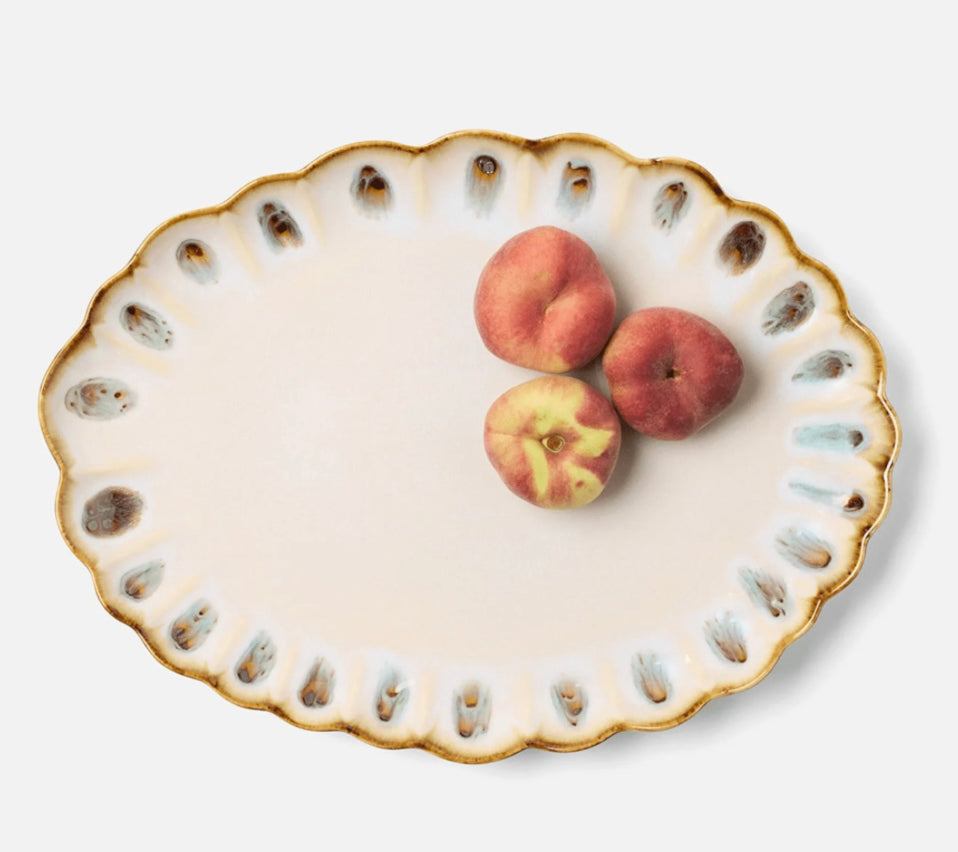 Amoria Oval Serving Platter - Almond/Sage