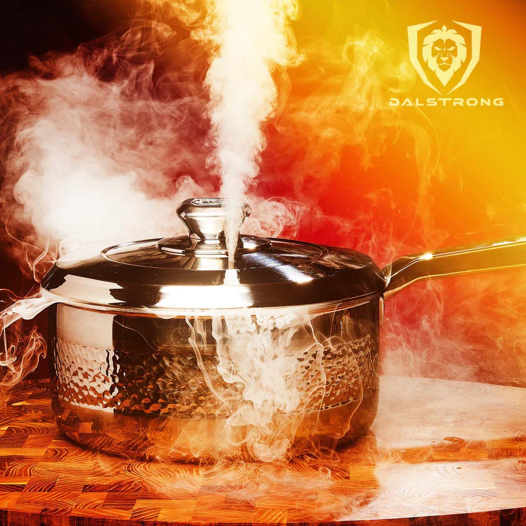 3 Quart Stock Pot | Hammered Finish Silver | Avalon Series | Dalstrong ©