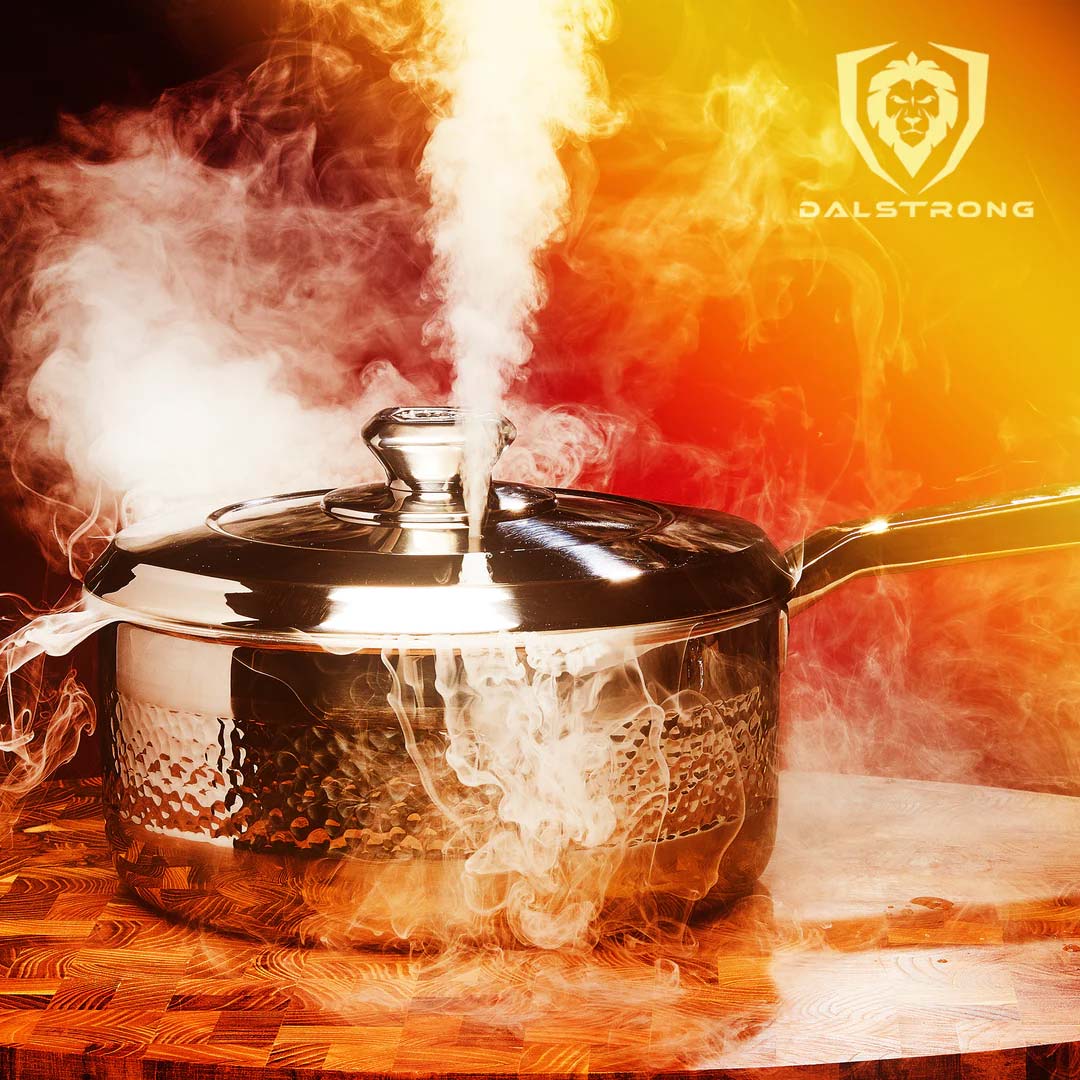 3 Quart Stock Pot | Hammered Finish Silver | Avalon Series | Dalstrong ©