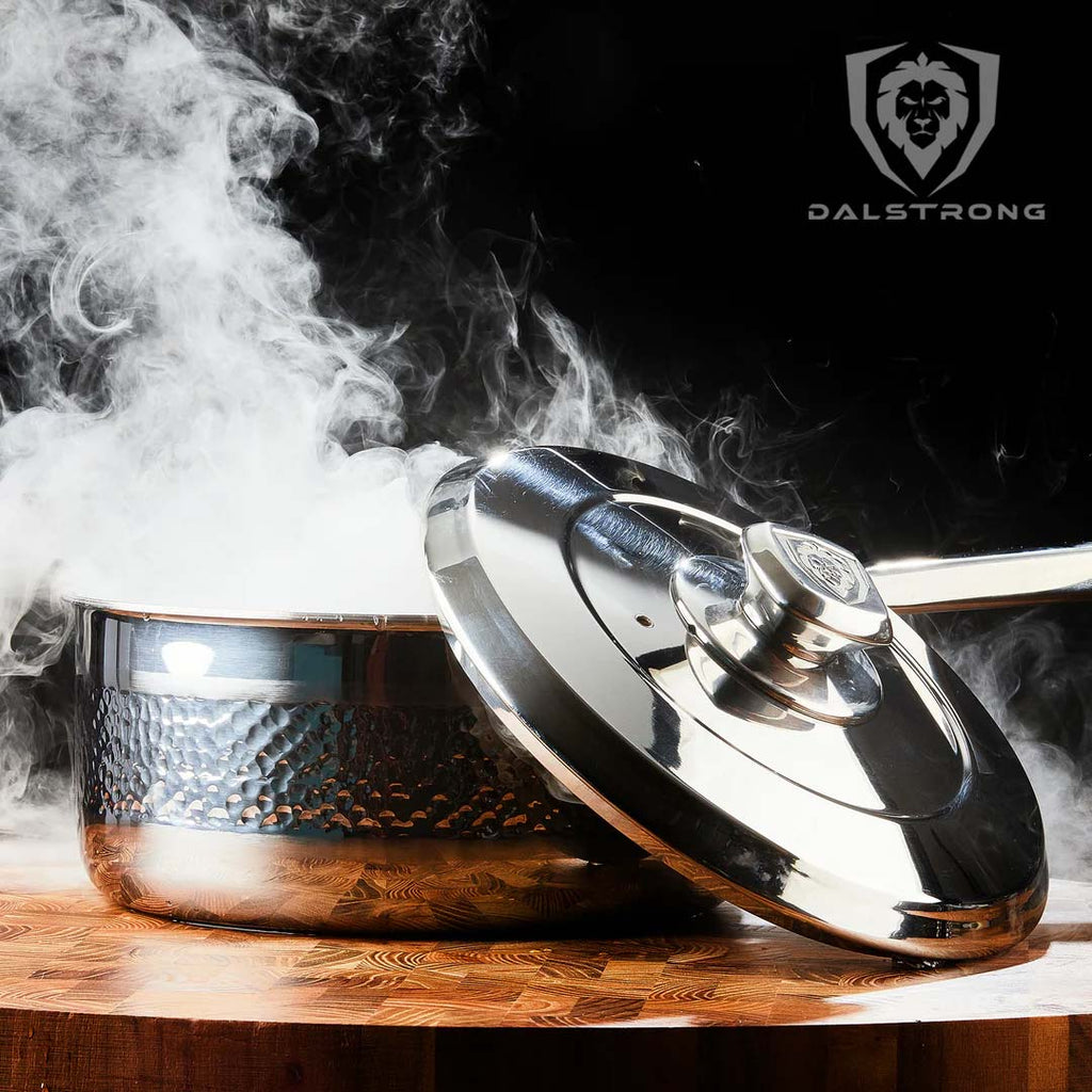 3 Quart Stock Pot | Hammered Finish Silver | Avalon Series | Dalstrong ©
