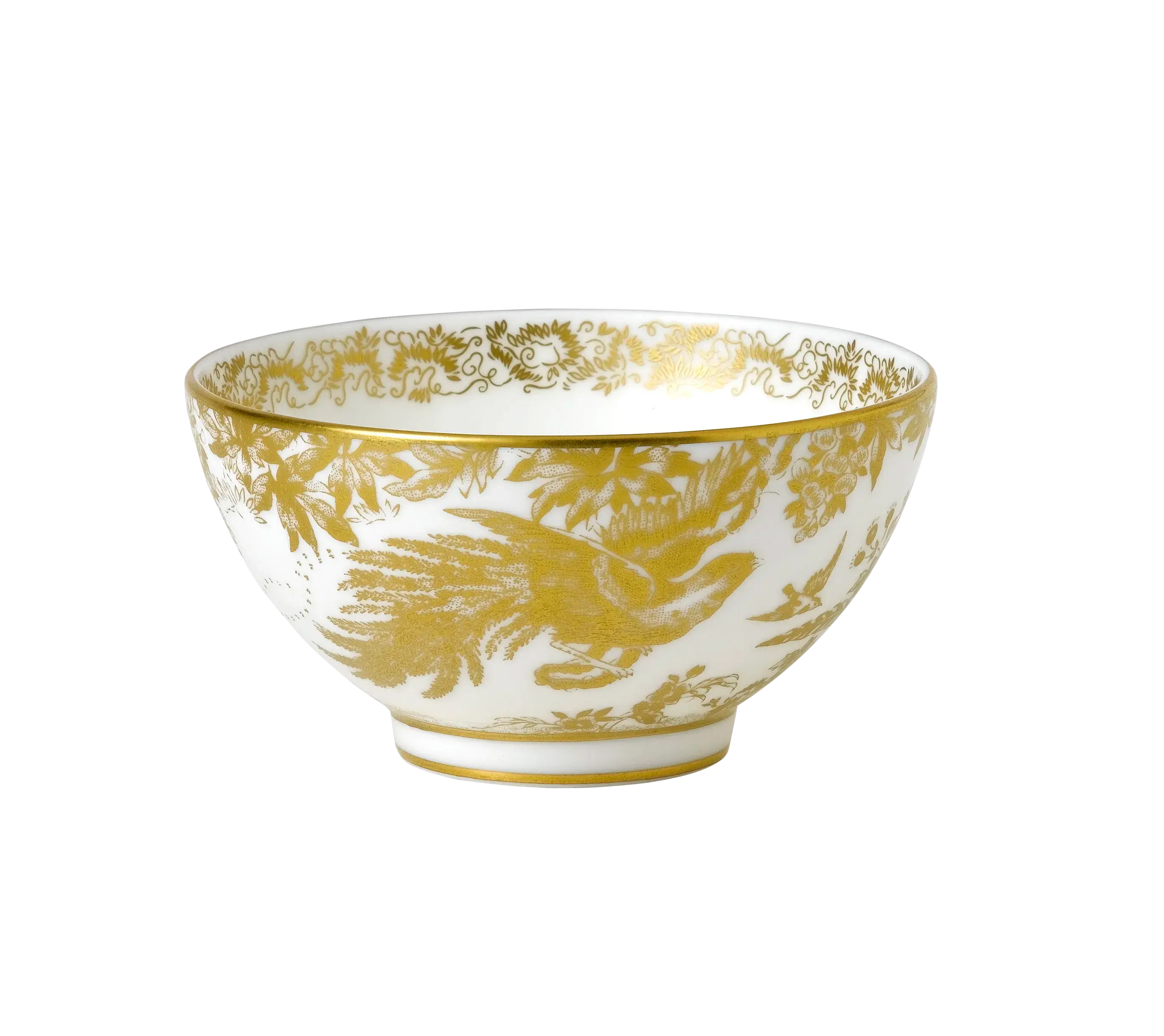 Royal Crown Derby Gold Aves Footed Rice Bowl | Bone China Porcelain