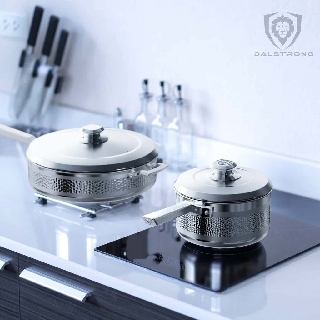 3 Quart Stock Pot | Hammered Finish Silver | Avalon Series | Dalstrong ©