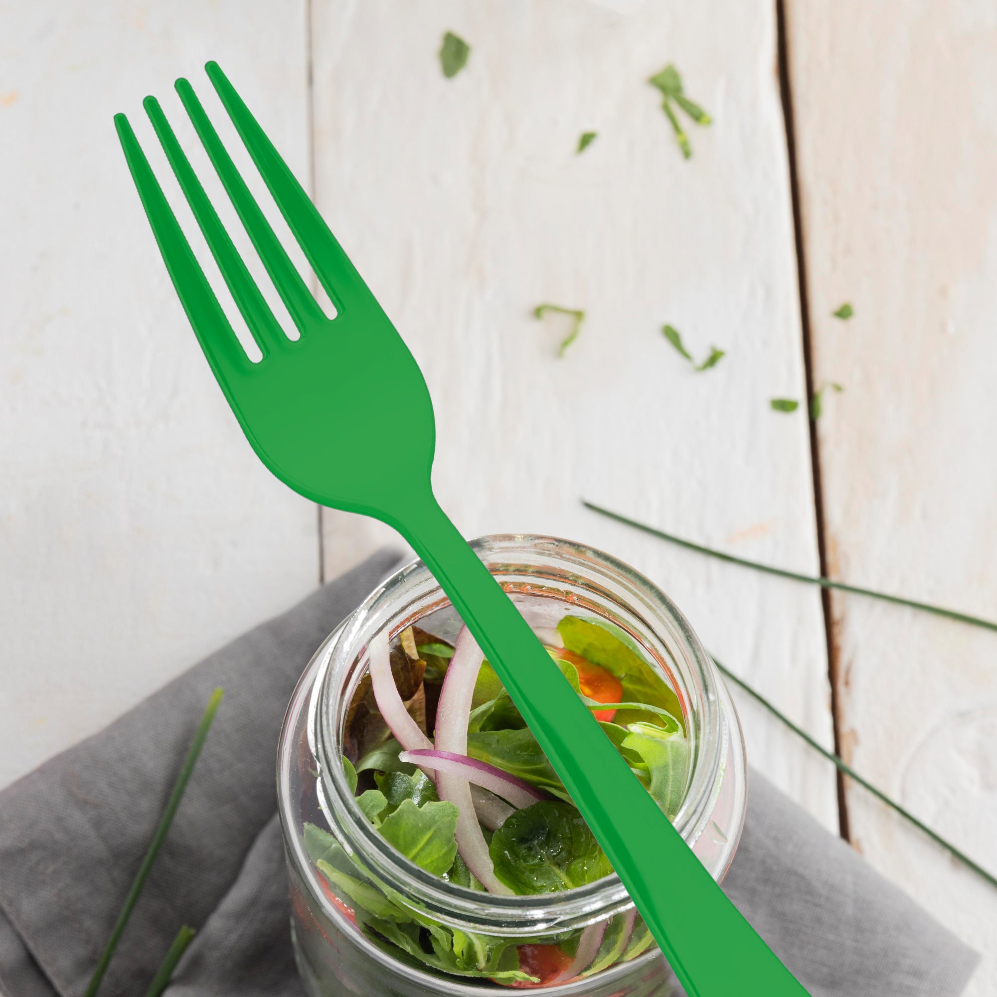 Green Disposable Plastic Party Forks
