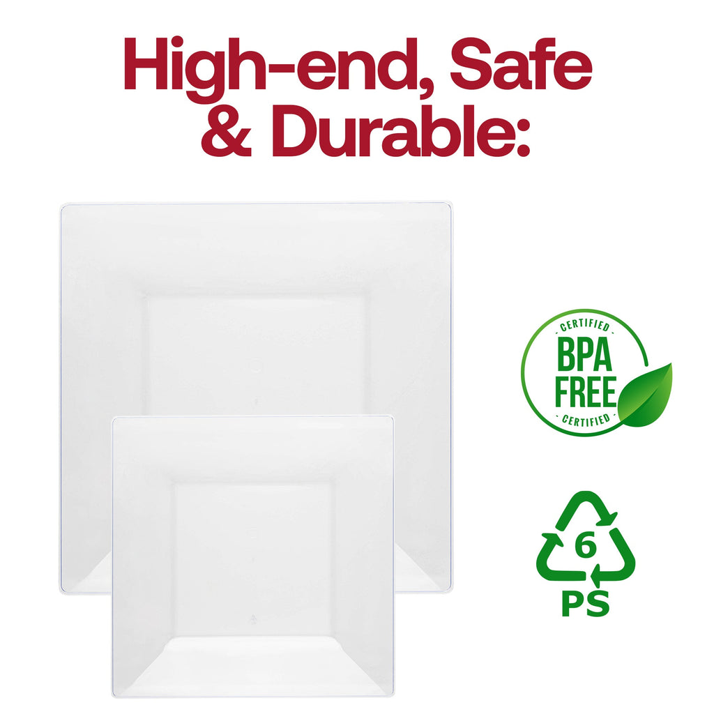 Clear Square Plastic Dinnerware Value Set