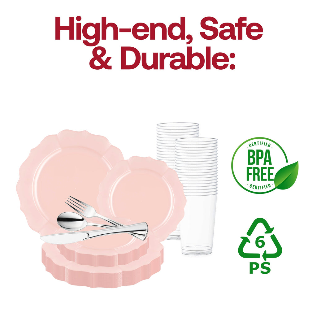 Pearl Pink Round Lotus Plastic Wedding Value Set