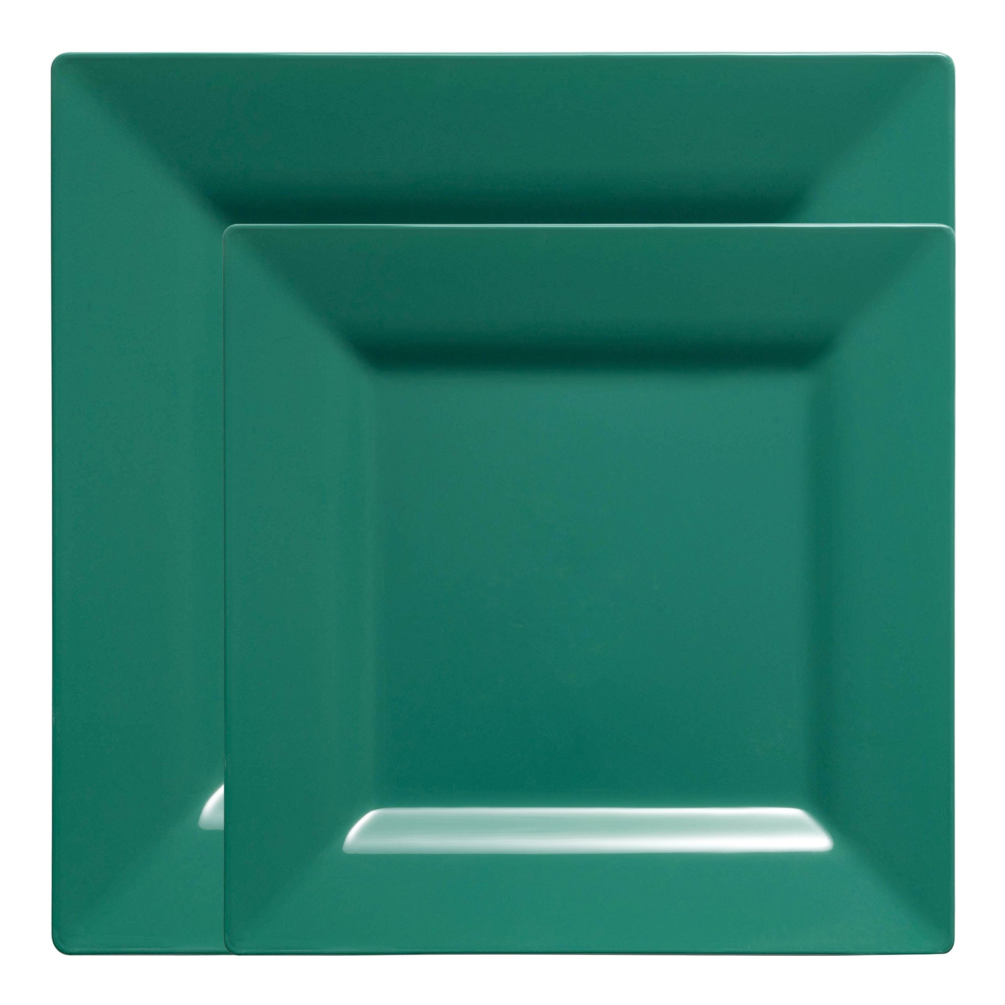 Hunter Green Square Plastic Plates Dinnerware Value Set