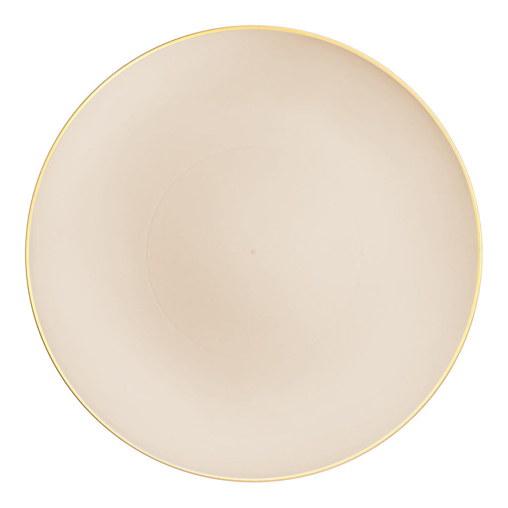 Ivory with Gold Rim Organic Round Disposable Plastic Dinner Plates (10.25")