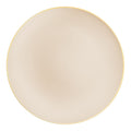 Ivory with Gold Rim Organic Round Disposable Plastic Dinner Plates (10.25")
