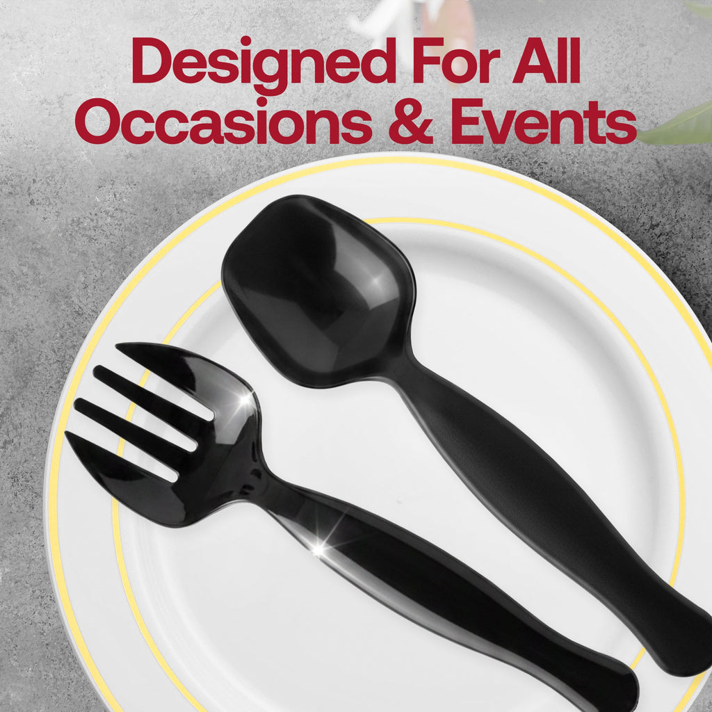 Black Disposable Plastic Serving Flatware Set