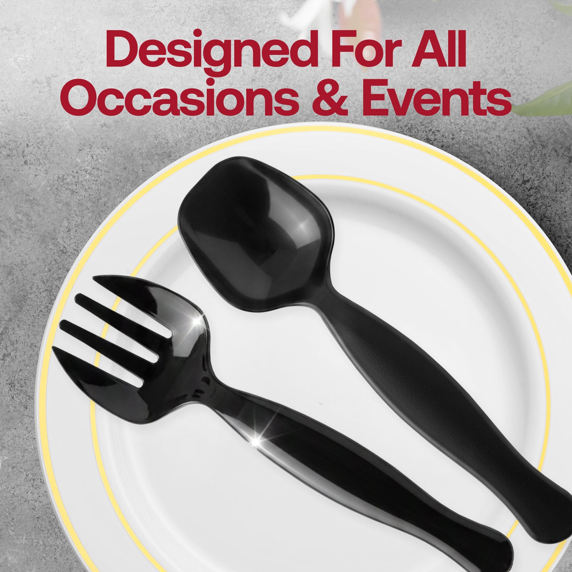 Black Disposable Plastic Serving Flatware Set