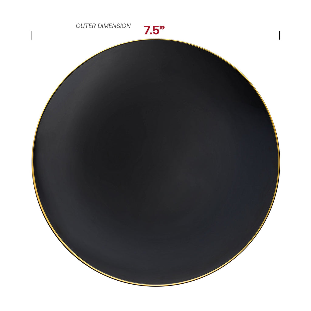 Black with Gold Rim Organic Round Disposable Plastic Dinnerware Value Set