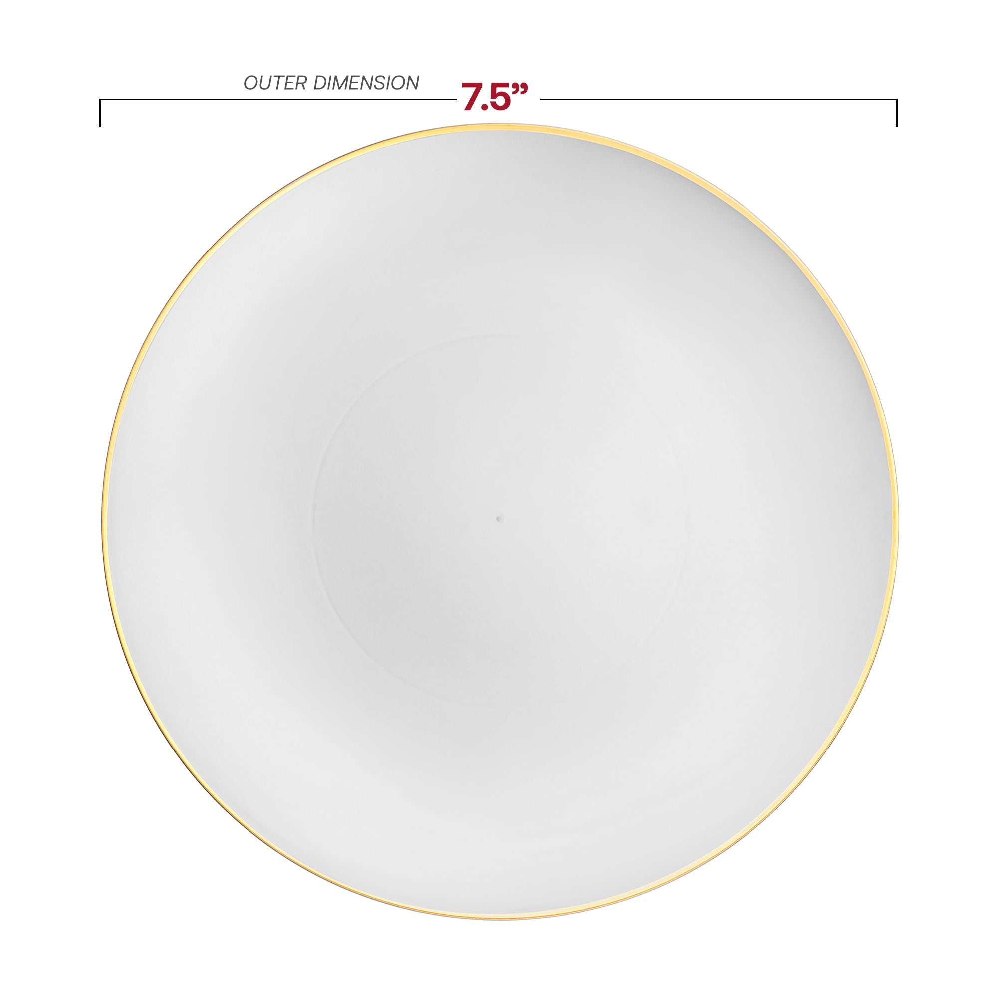 White Plastic Plates with Gold Rim - Organic Round Disposable Plastic Dinnerware Value Set