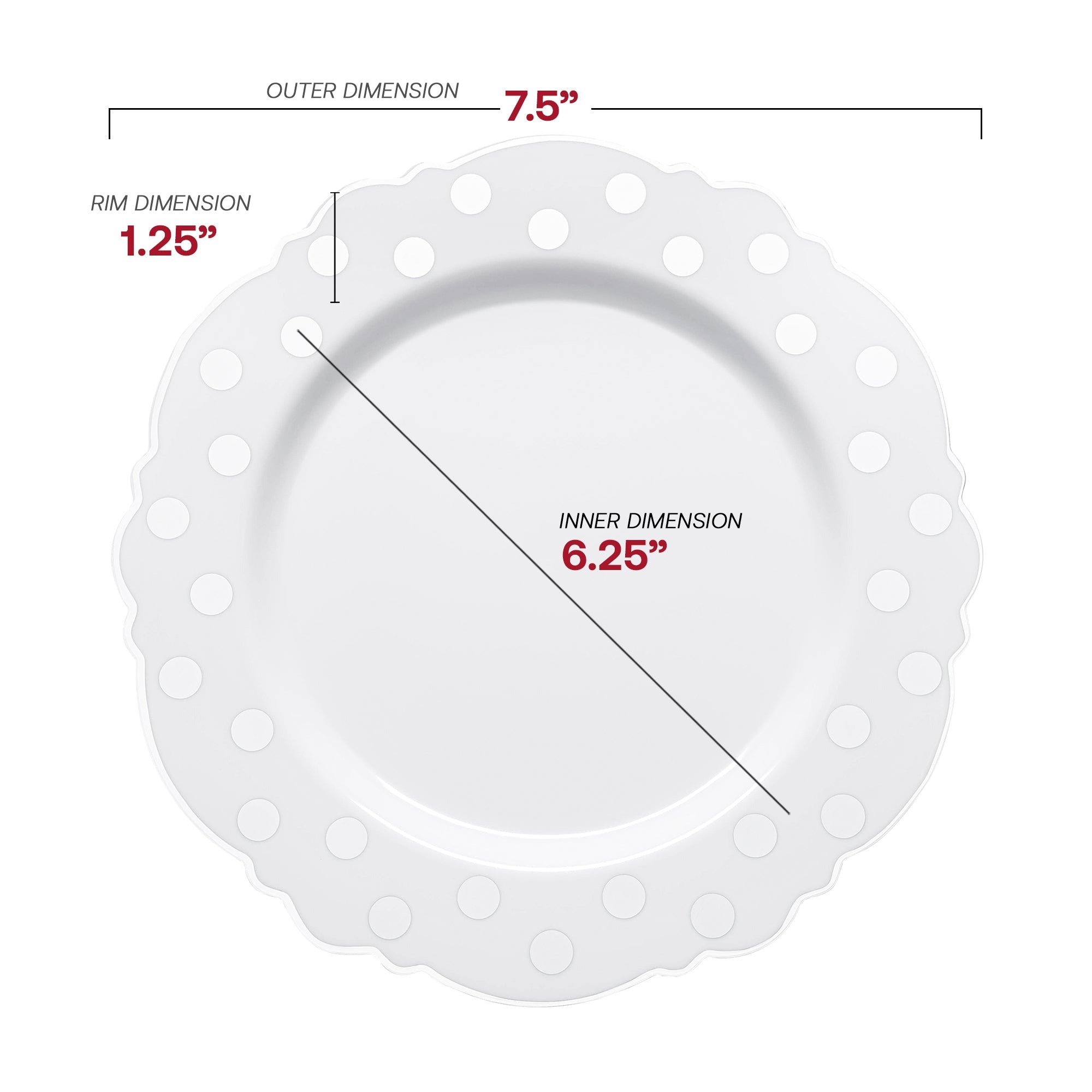 White with Silver Dots Round Blossom Disposable Plastic Dinnerware Value Set