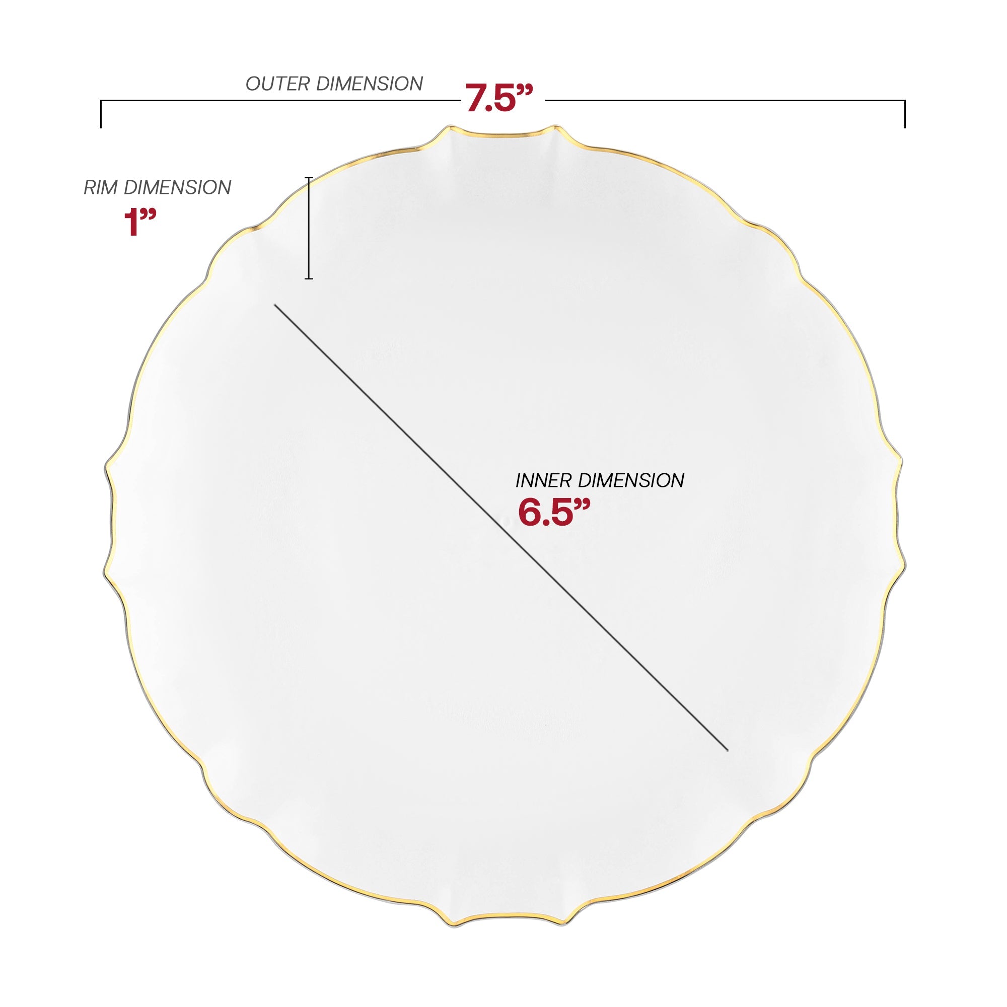 Clear with Gold Rim Round Lotus Plastic Dinnerware Value Set