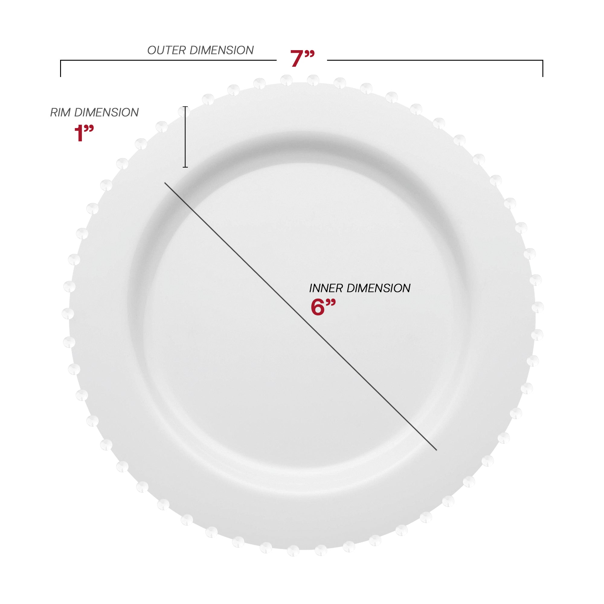 White Pearl String Round Disposable Plastic Dinnerware Value Set