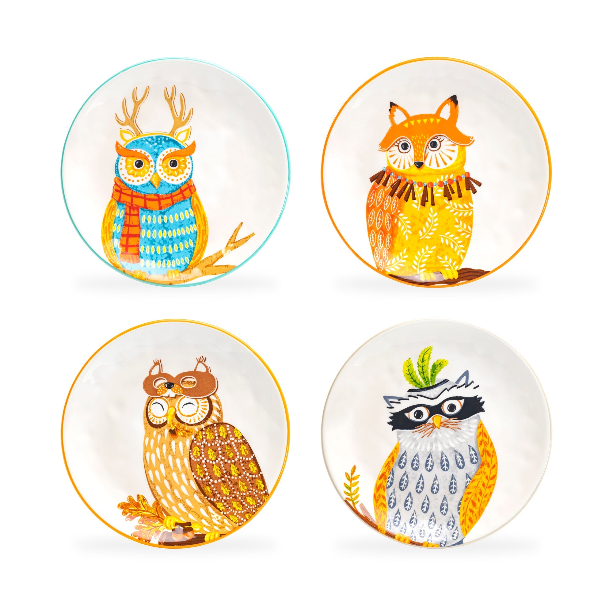 8.5" Assorted Owls Salad / Dessert Plate Set of 4