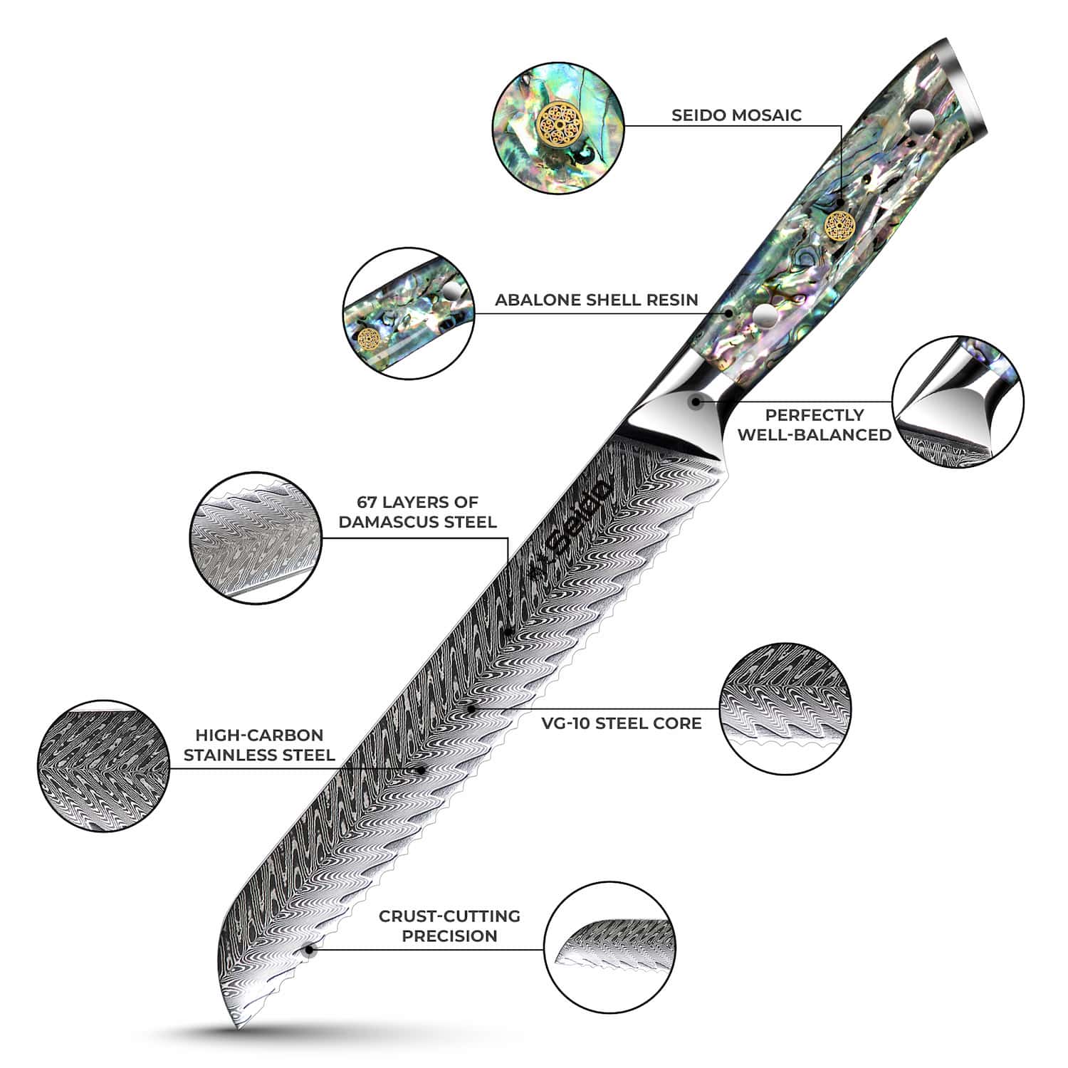 Awabi 8" Serrated Bread Knife